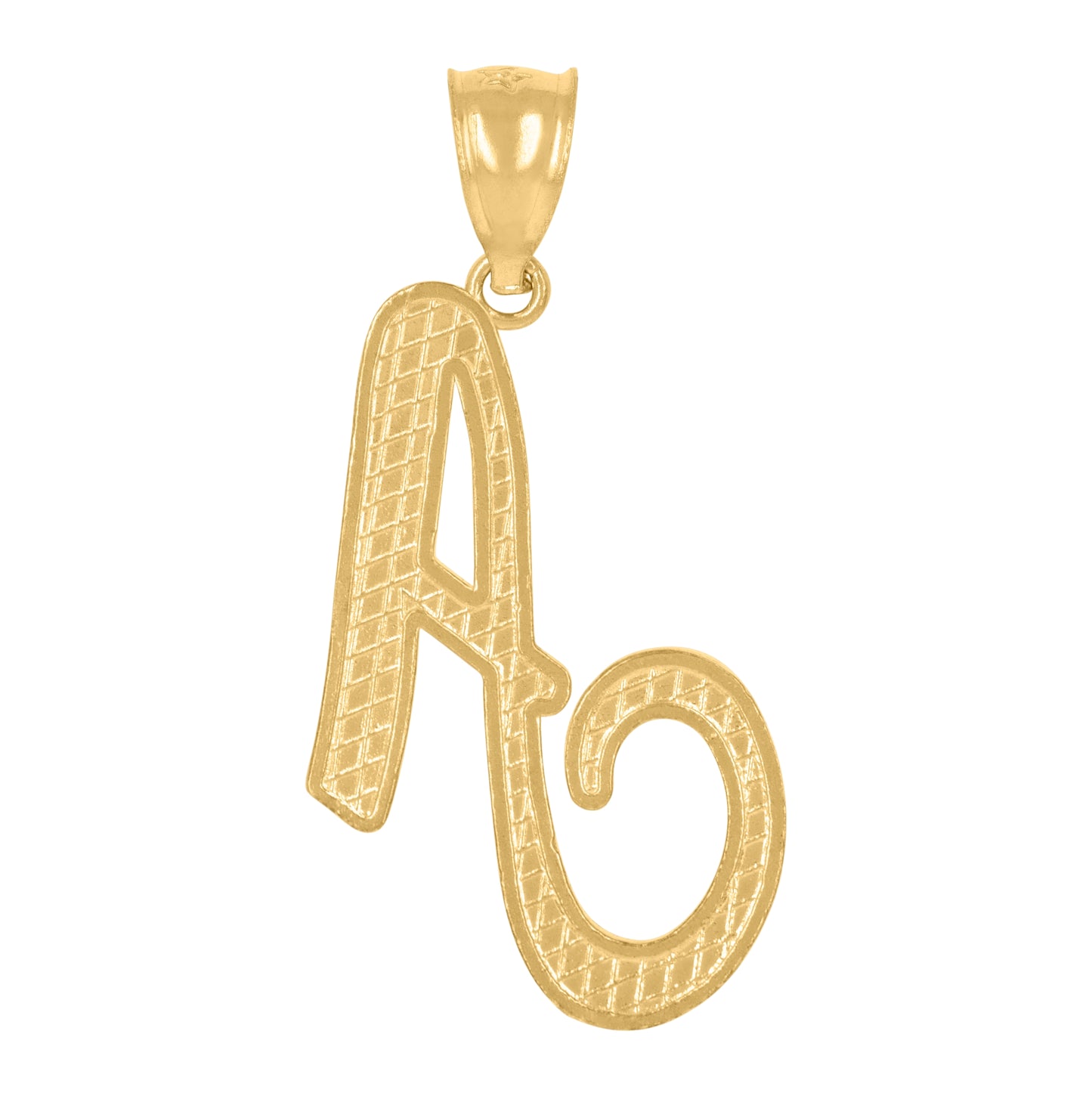 10K Yellow Gold Unisex Diamond-Cut Floral Initial Letter Charm Pendant