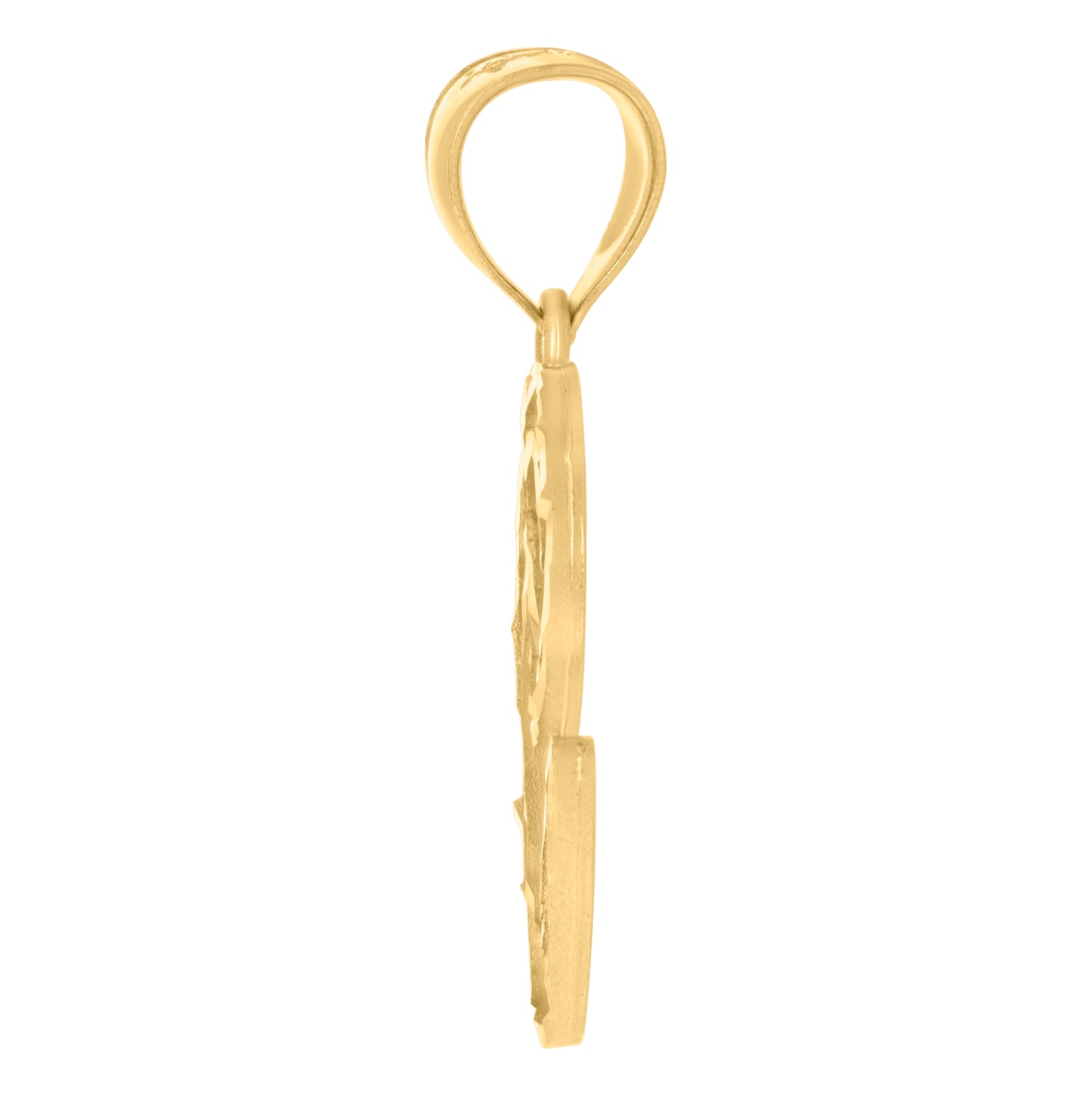 10K Yellow Gold Unisex Diamond-Cut Floral Initial Letter Charm Pendant