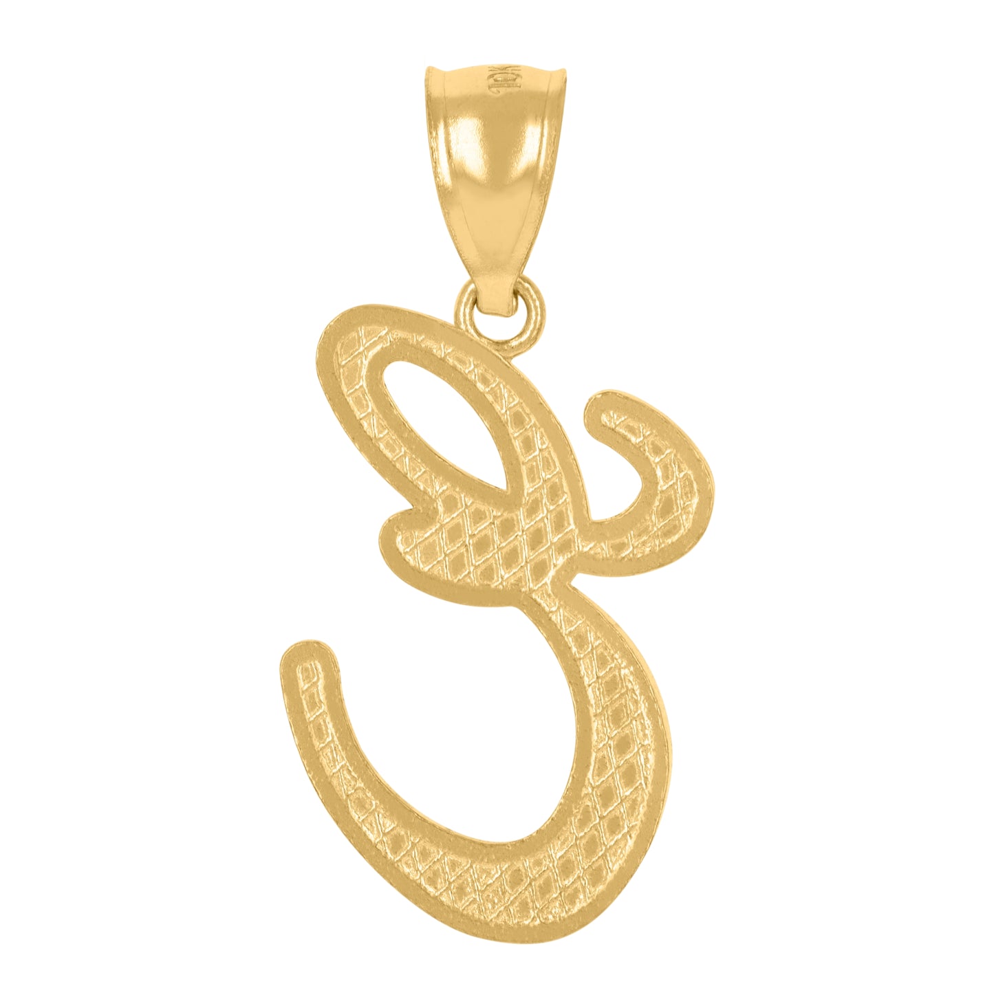 10K Yellow Gold Unisex Diamond-Cut Floral Initial Letter Charm Pendant