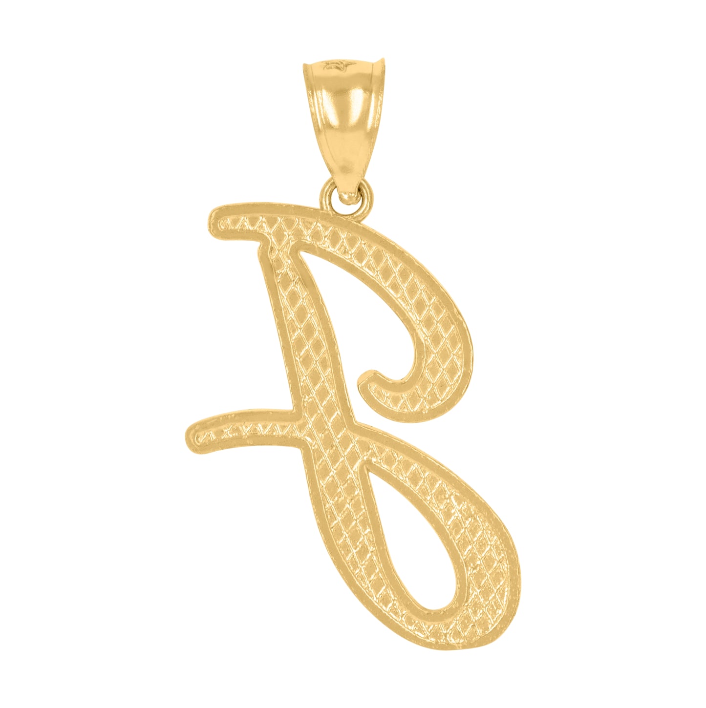 10K Yellow Gold Unisex Diamond-Cut Floral Initial Letter Charm Pendant