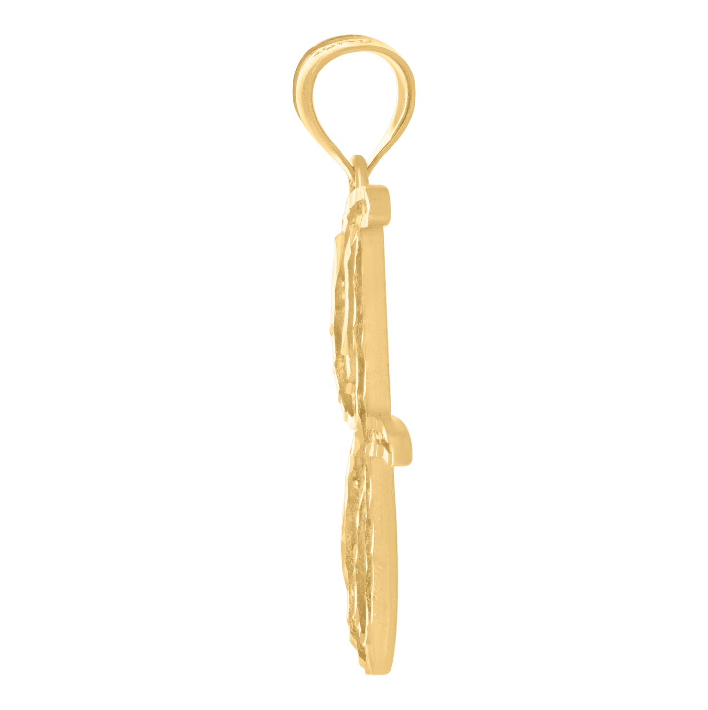 10K Yellow Gold Unisex Diamond-Cut Floral Initial Letter Charm Pendant