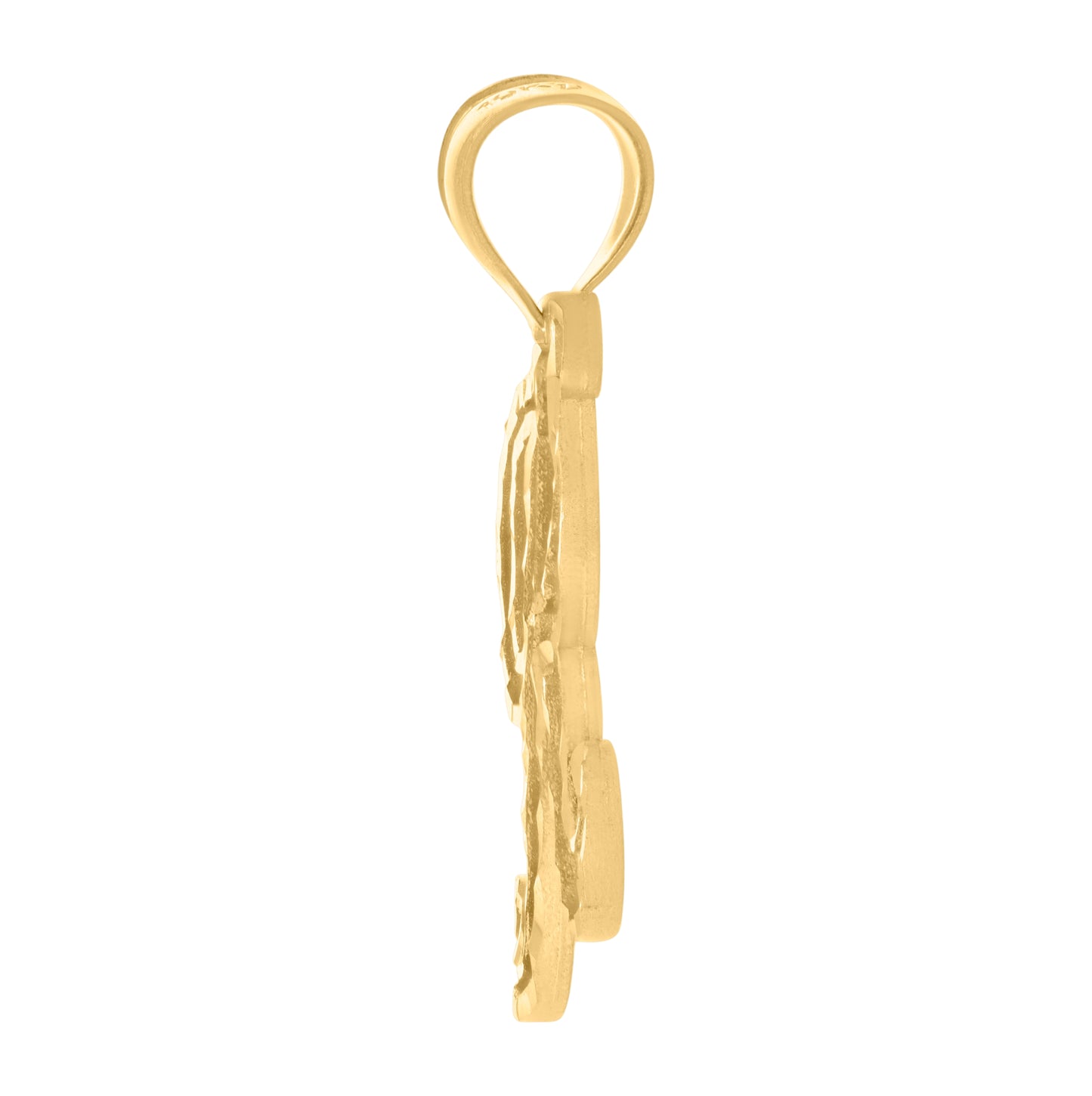 10K Yellow Gold Unisex Diamond-Cut Floral Initial Letter Charm Pendant