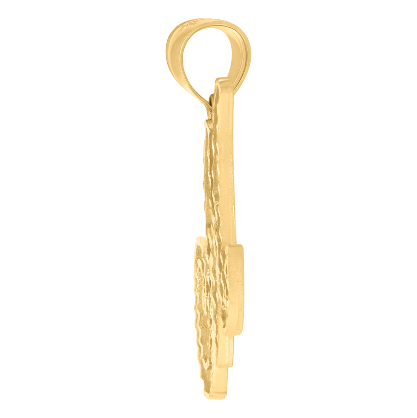 10K Yellow Gold Unisex Diamond-Cut Floral Initial Letter Charm Pendant