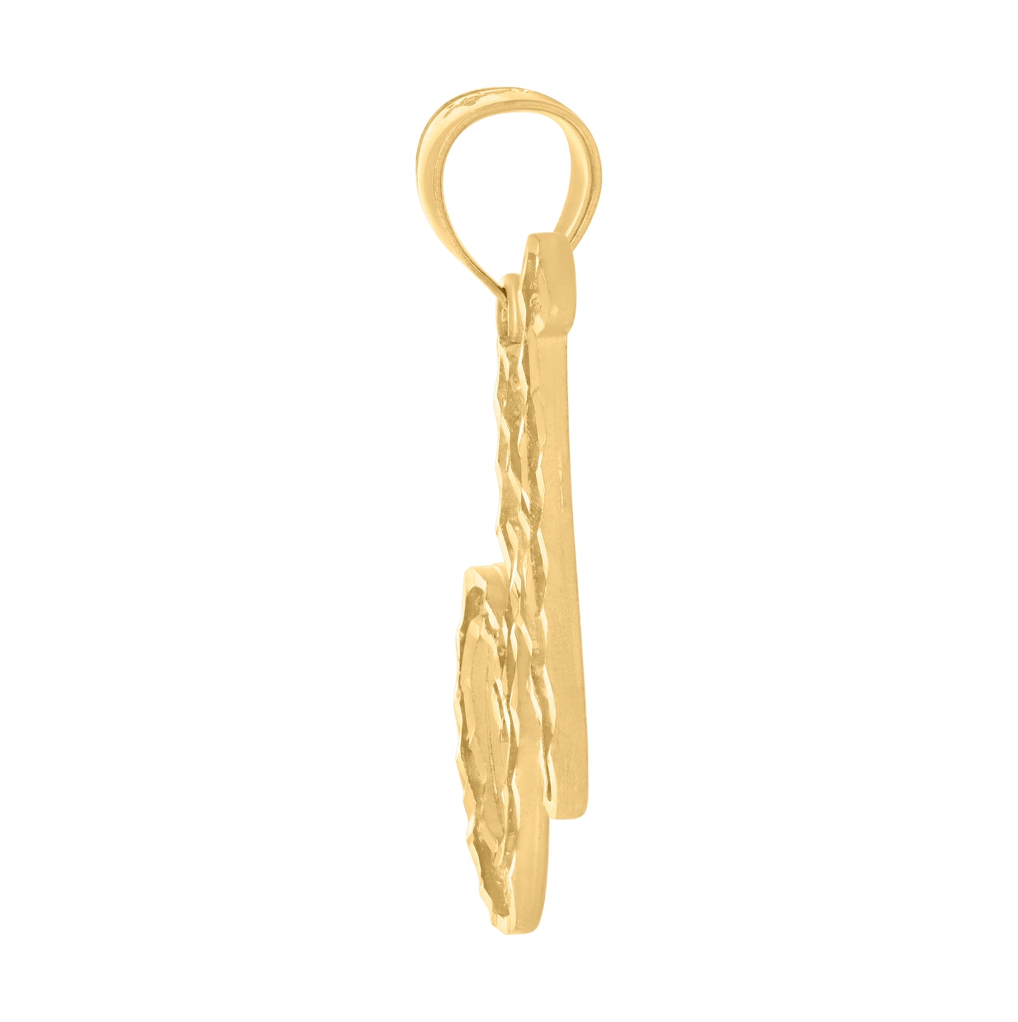 10K Yellow Gold Unisex Diamond-Cut Floral Initial Letter Charm Pendant