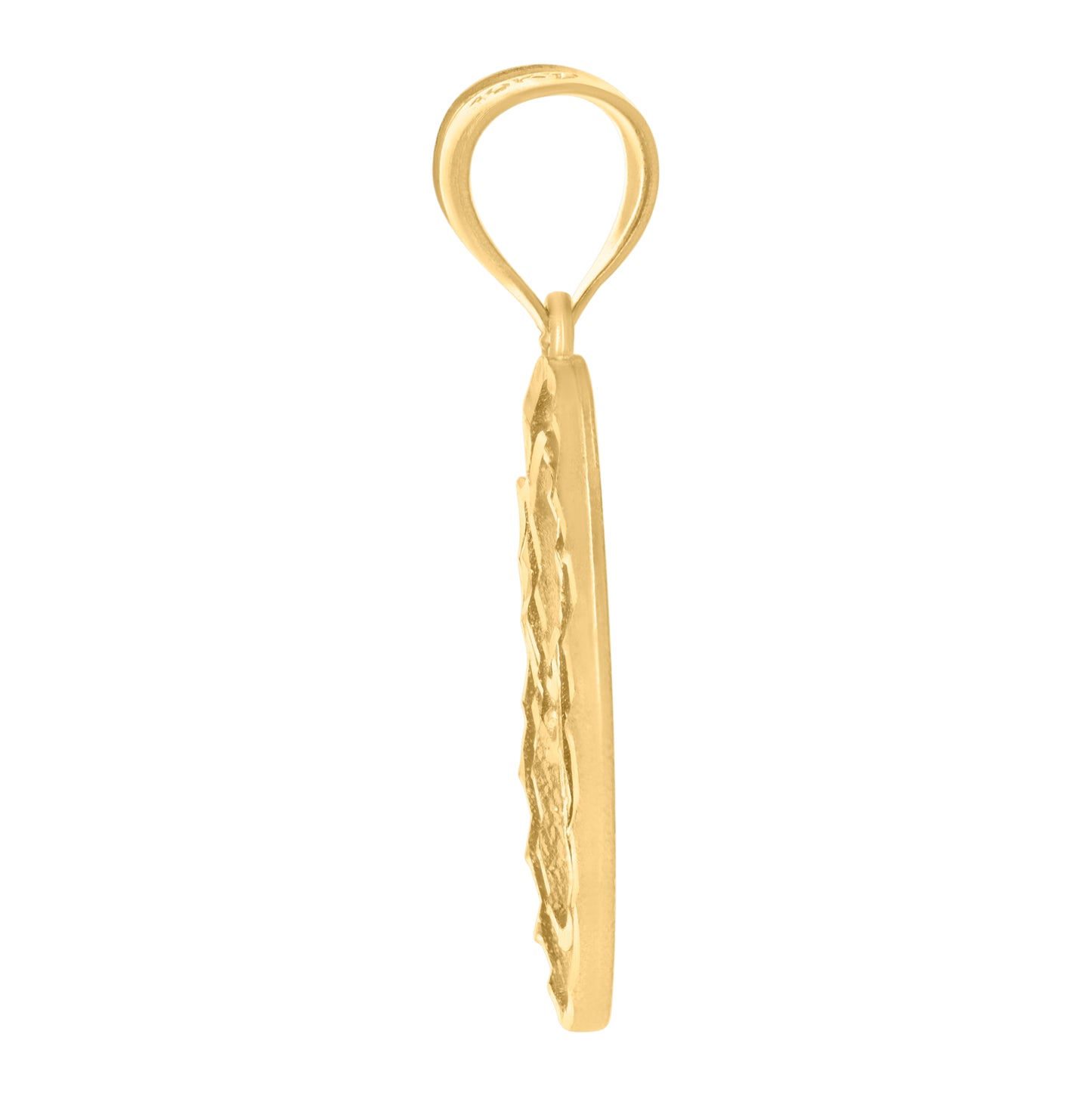 10K Yellow Gold Unisex Diamond-Cut Floral Initial Letter Charm Pendant