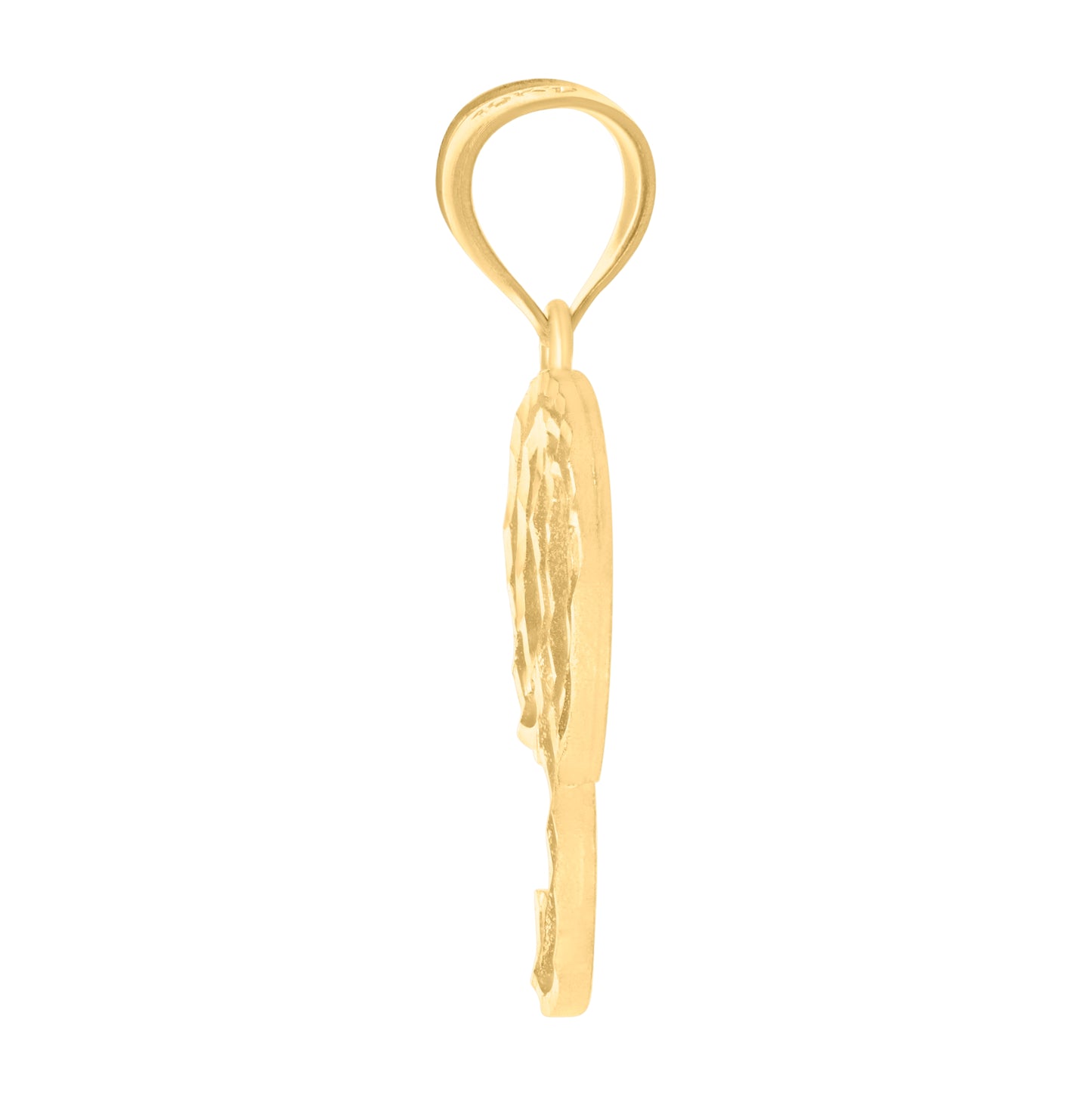 10K Yellow Gold Unisex Diamond-Cut Floral Initial Letter Charm Pendant