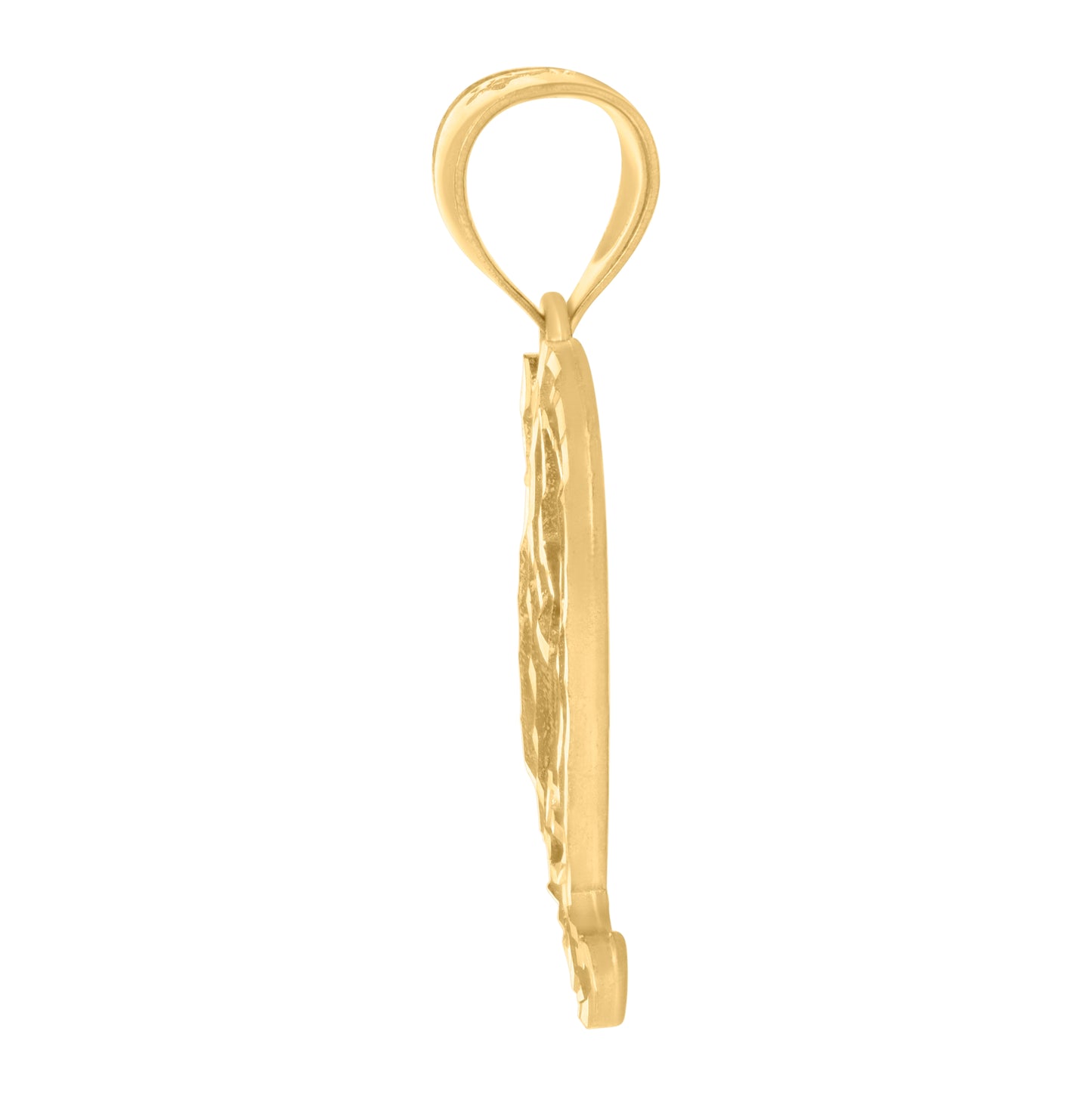 10K Yellow Gold Unisex Diamond-Cut Floral Initial Letter Charm Pendant