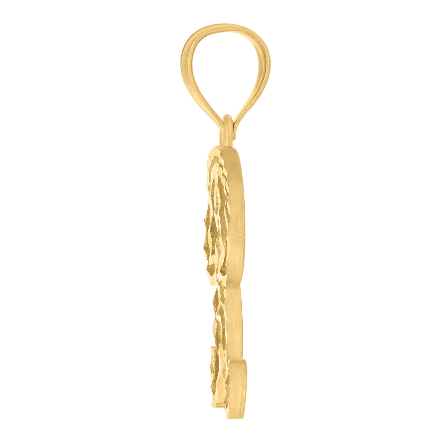 10K Yellow Gold Unisex Diamond-Cut Floral Initial Letter Charm Pendant