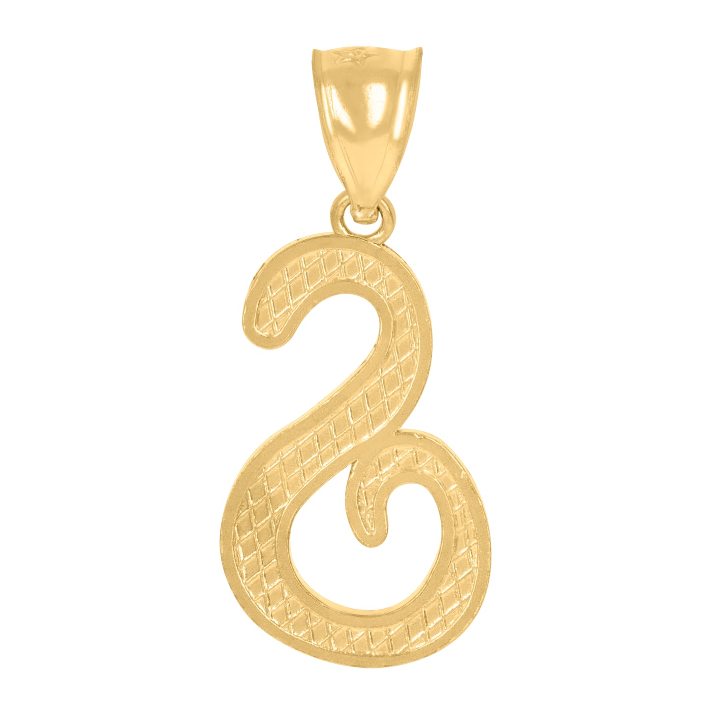 10K Yellow Gold Unisex Diamond-Cut Floral Initial Letter Charm Pendant