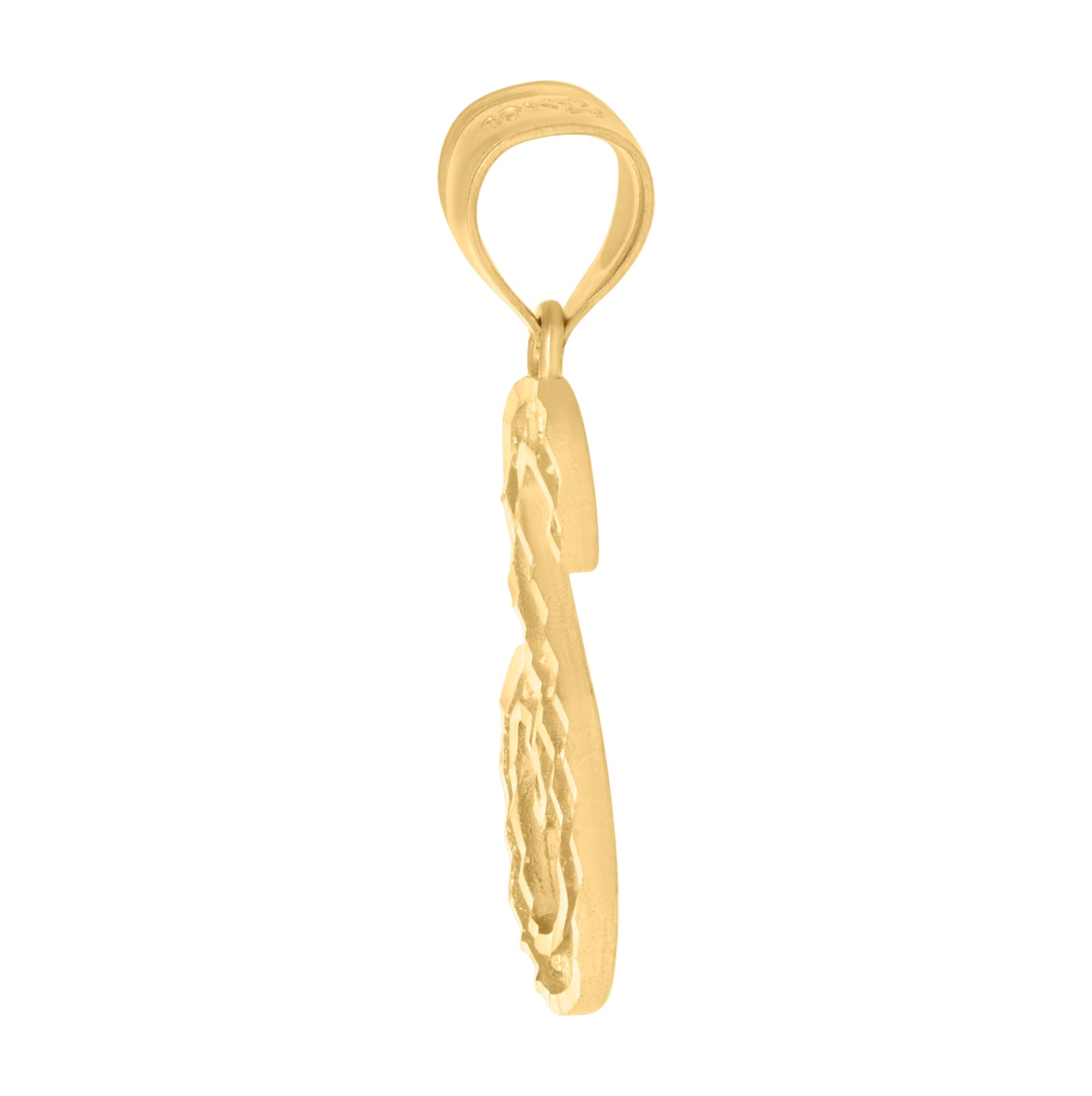 10K Yellow Gold Unisex Diamond-Cut Floral Initial Letter Charm Pendant
