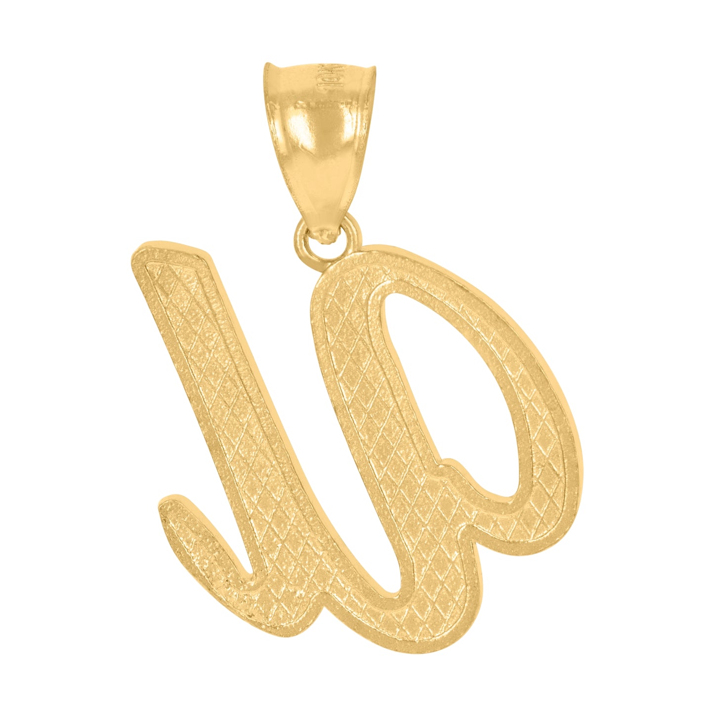 10K Yellow Gold Unisex Diamond-Cut Floral Initial Letter Charm Pendant