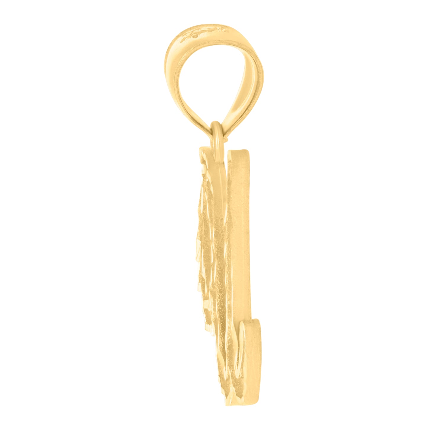 10K Yellow Gold Unisex Diamond-Cut Floral Initial Letter Charm Pendant