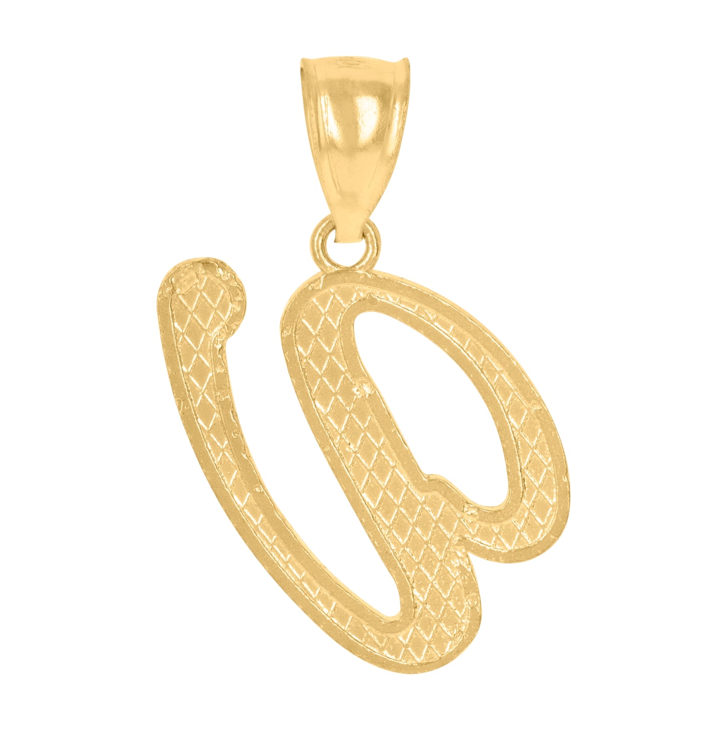 10K Yellow Gold Unisex Diamond-Cut Floral Initial Letter Charm Pendant
