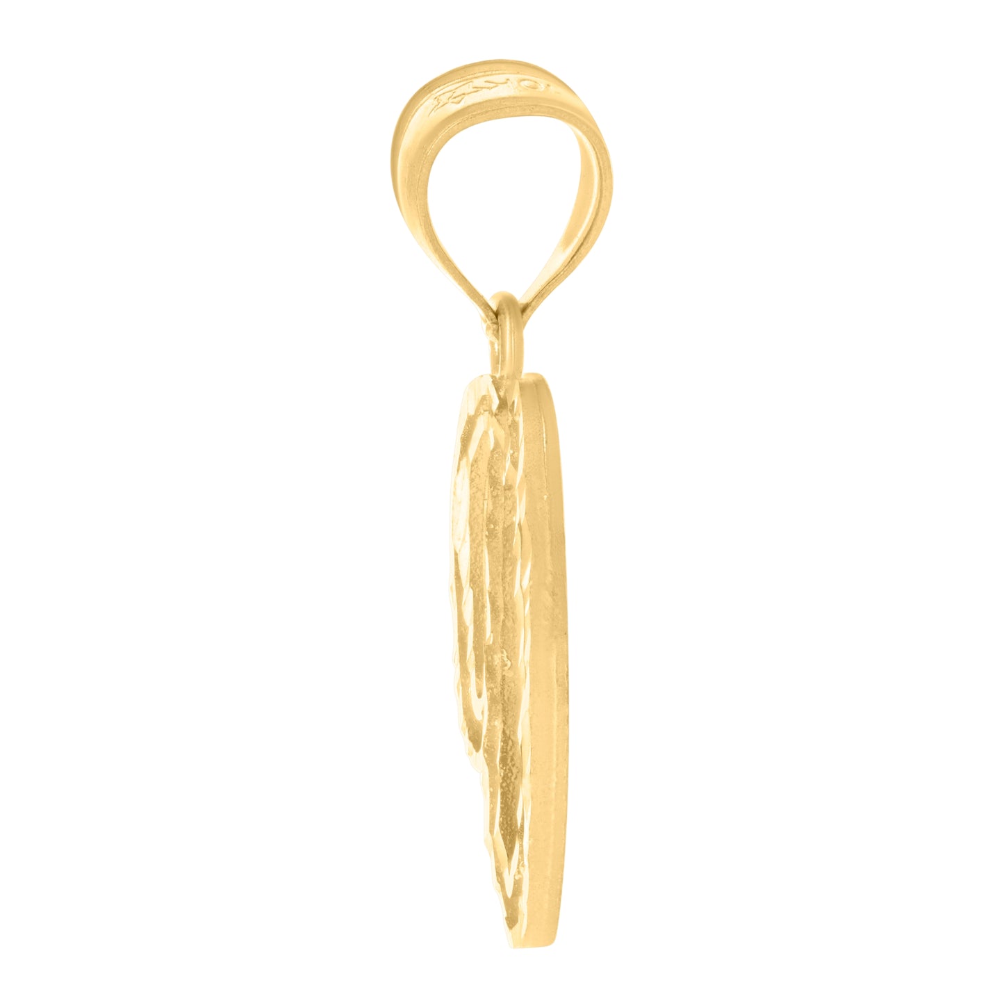10K Yellow Gold Unisex Diamond-Cut Floral Initial Letter Charm Pendant