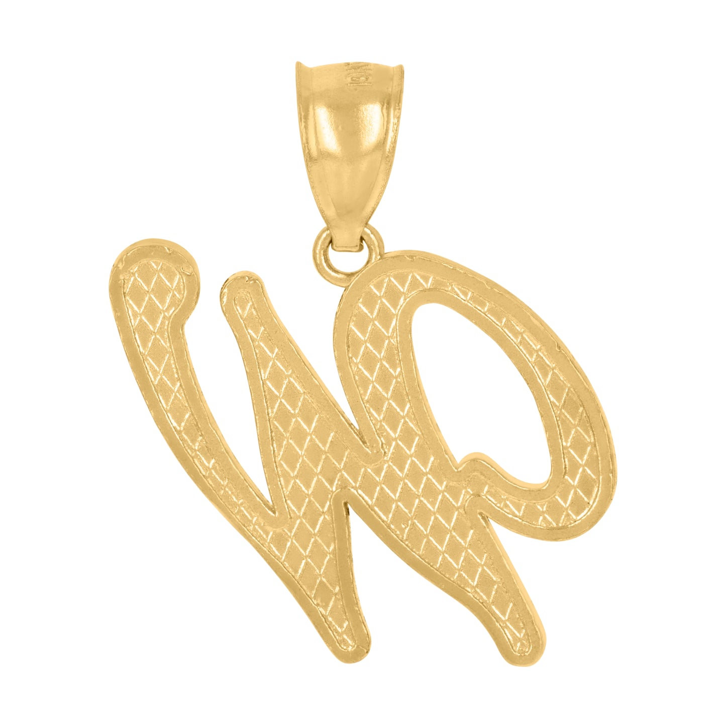 10K Yellow Gold Unisex Diamond-Cut Floral Initial Letter Charm Pendant