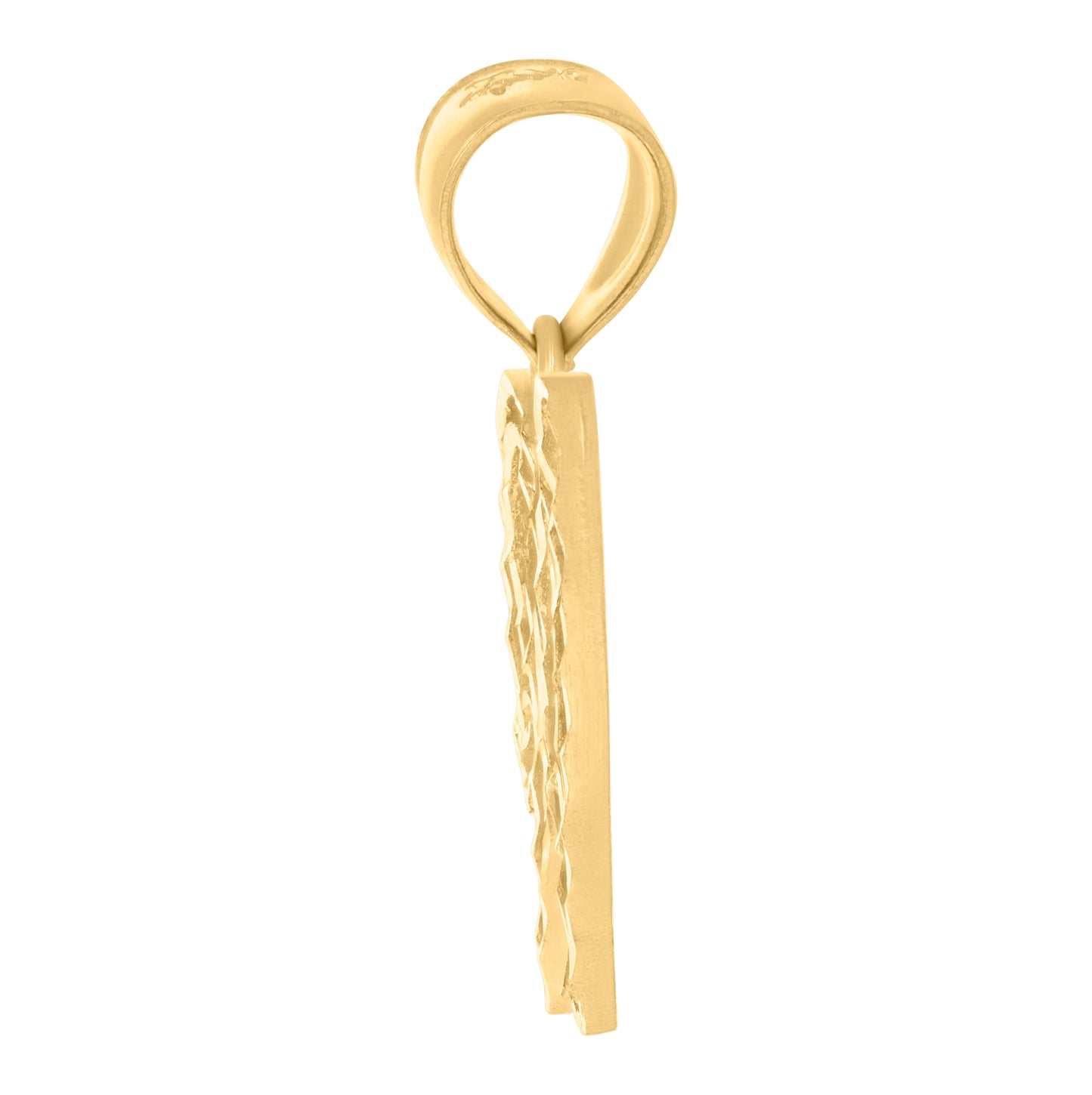 10K Yellow Gold Unisex Diamond-Cut Floral Initial Letter Charm Pendant