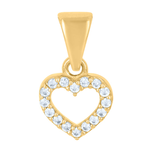 14K Yellow Gold Womens Cubic-Zirconia Heart Charm Pendant