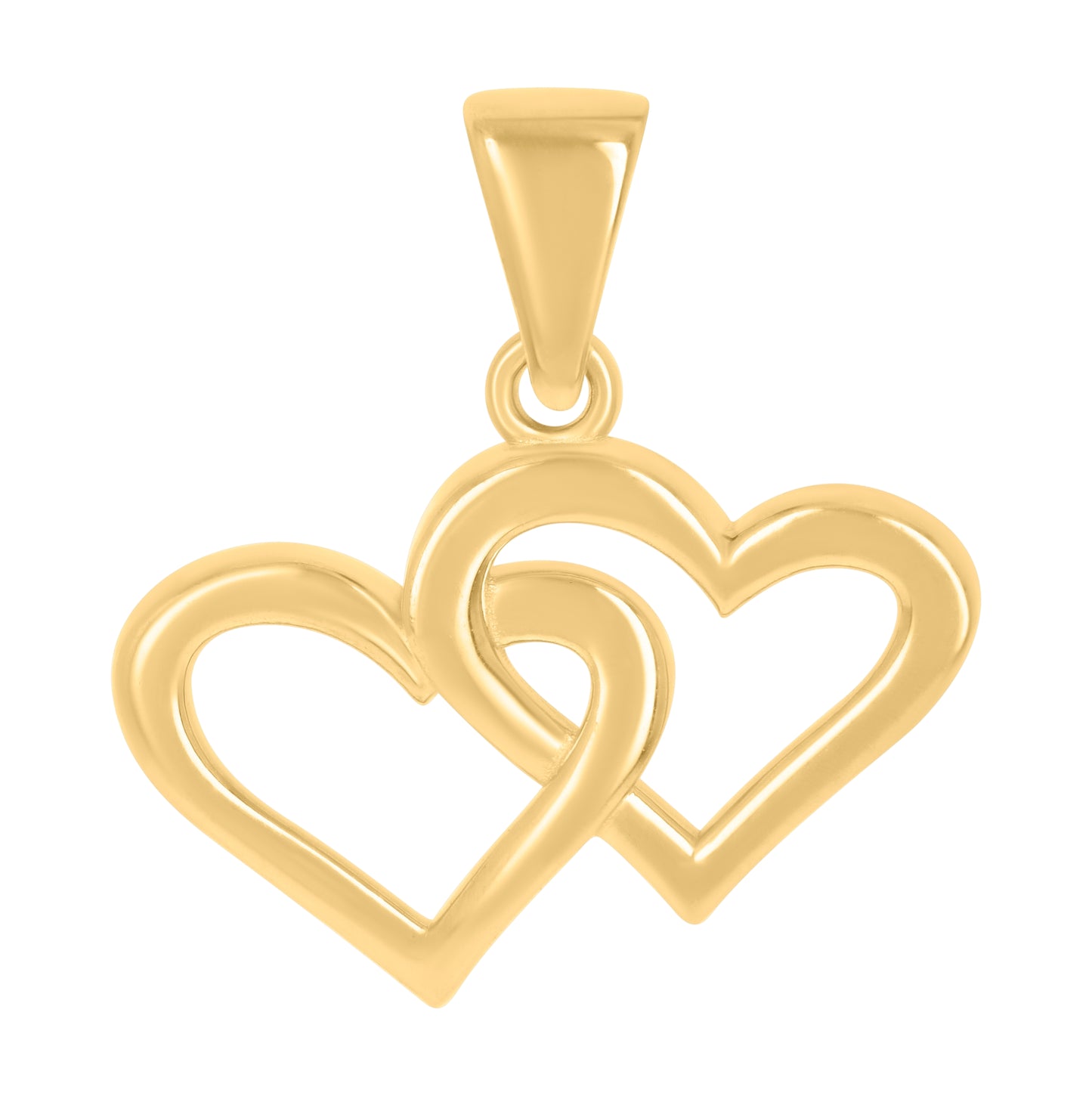 14K Yellow Gold Womens Intertwined Heart Charm Pendant