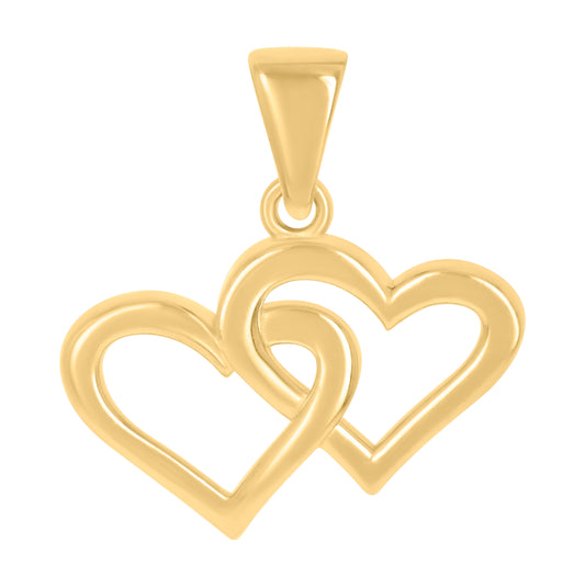14K Yellow Gold Womens Intertwined Heart Charm Pendant