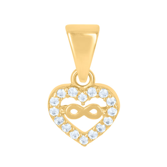 14K Yellow Gold Womens Cubic-Zirconia Infinity Heart Charm Pendant