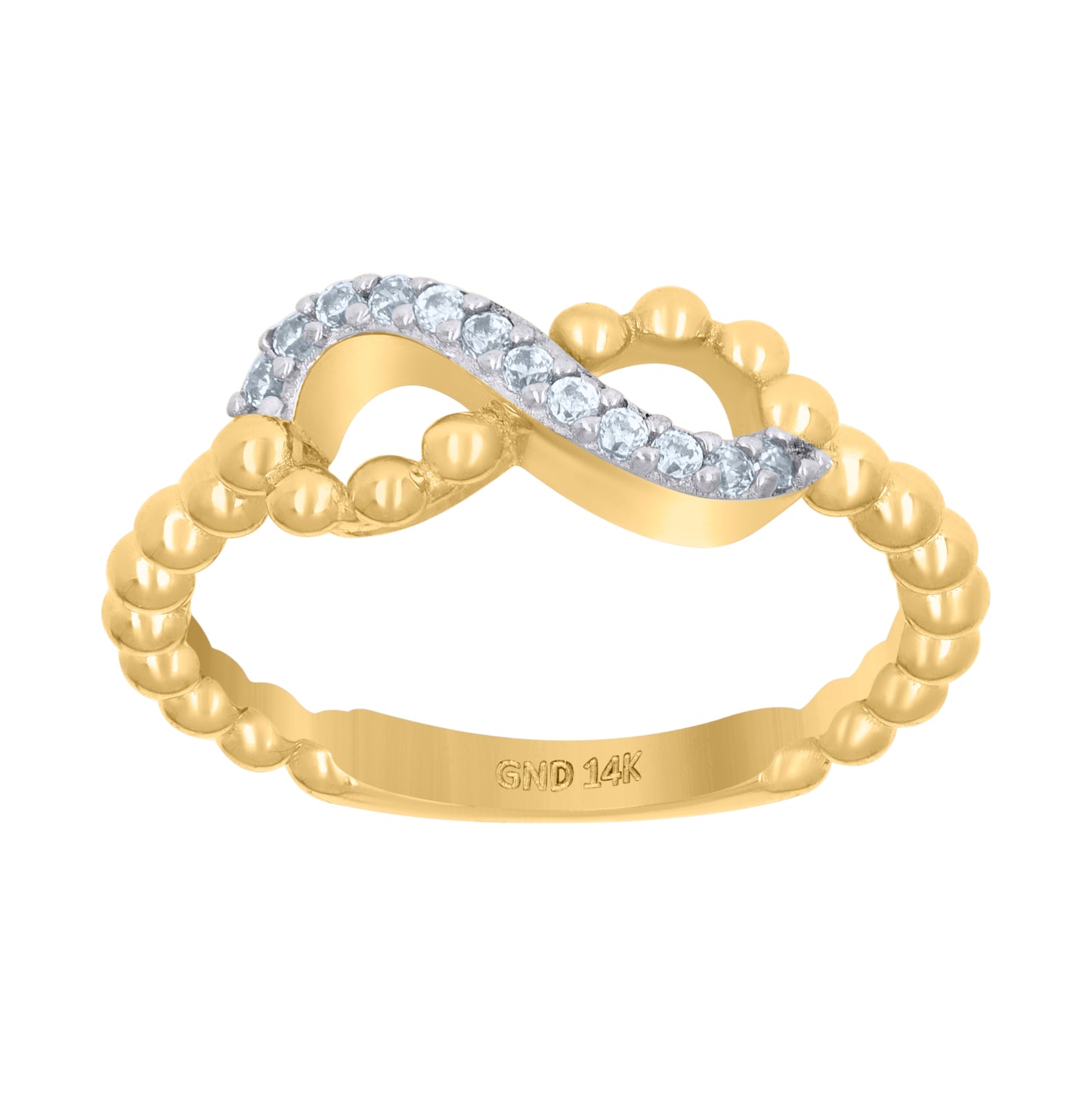 14K Two-Tone Gold Womens Cubic-Zirconia Infinity Symbol Ring