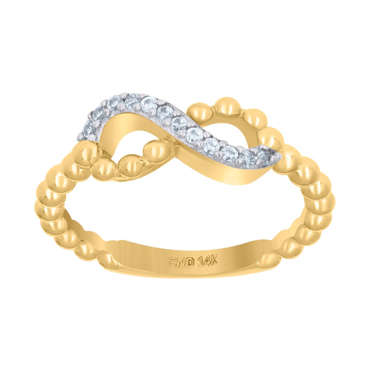 14K Two-Tone Gold Womens Cubic-Zirconia Infinity Symbol Ring