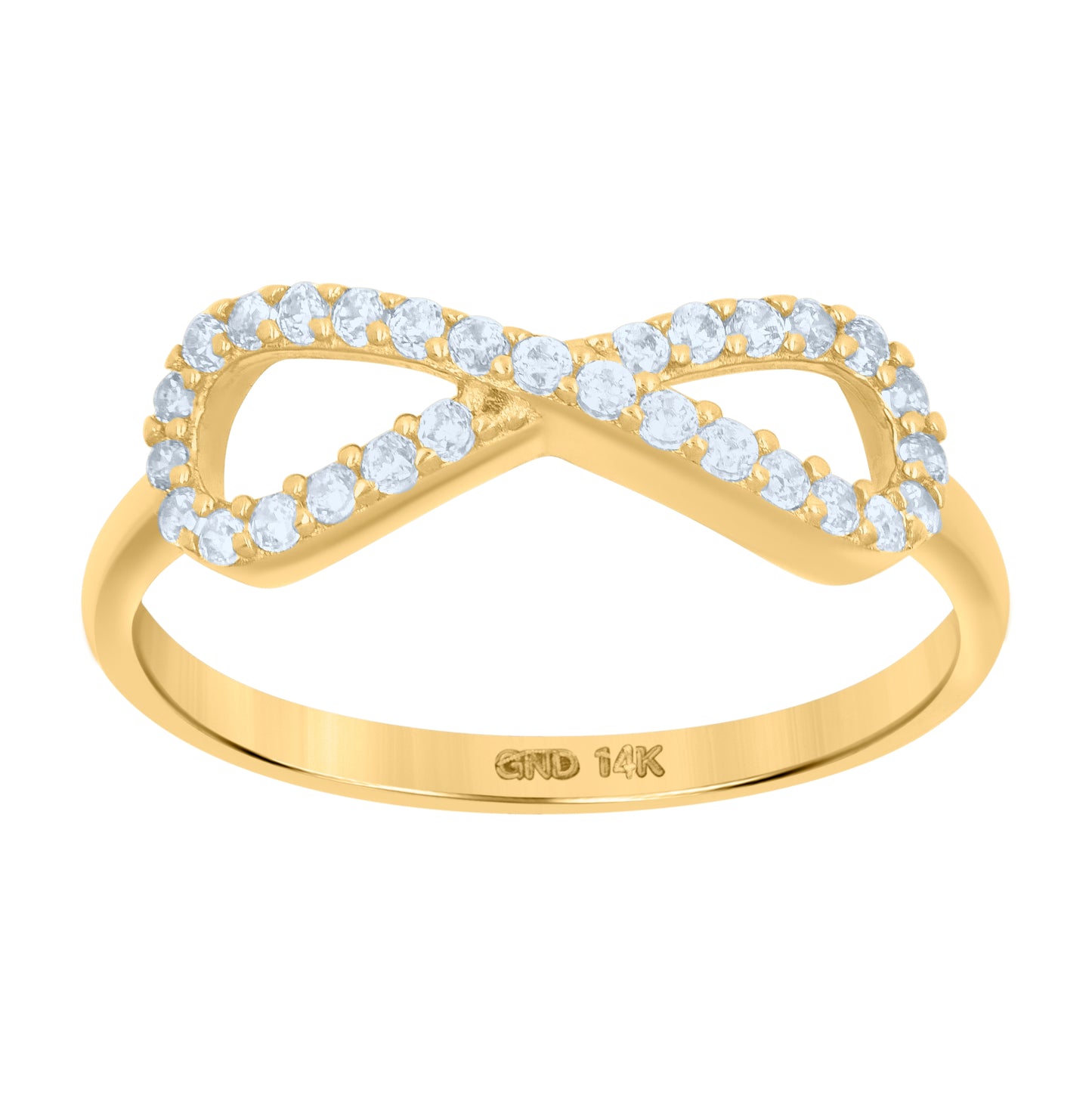 14K Yellow Gold Womens Cubic-Zirconia Infinity Symbol Ring