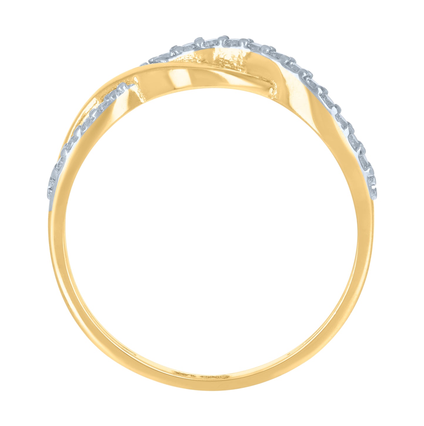 14K Two-Tone Gold Womens Cubic-Zirconia Infinity Symbol Ring