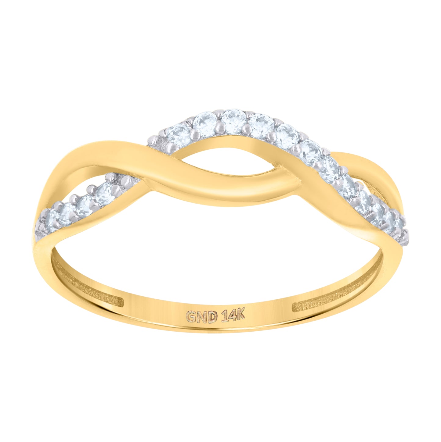 14K Two-Tone Gold Womens Cubic-Zirconia Infinity Symbol Ring