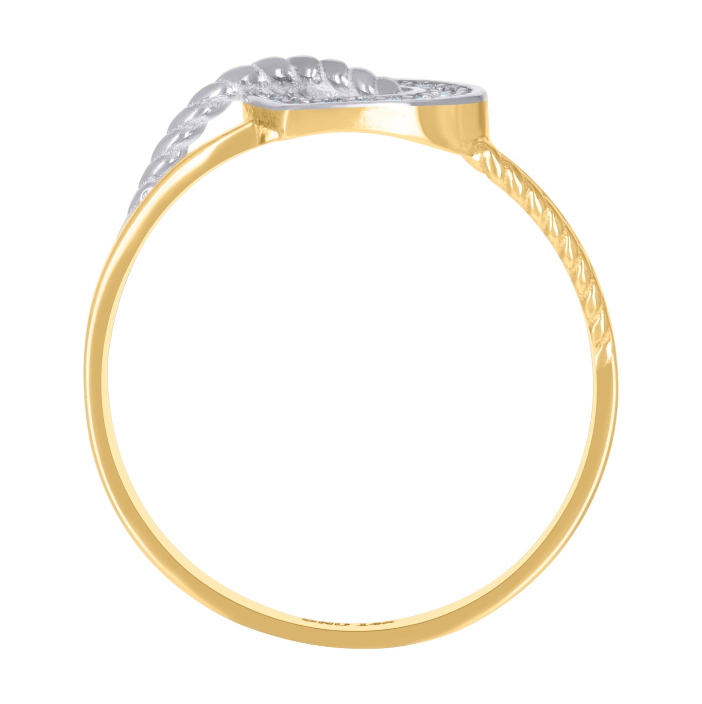 14K Two-Tone Gold Womens Cubic-Zirconia Heart Ring