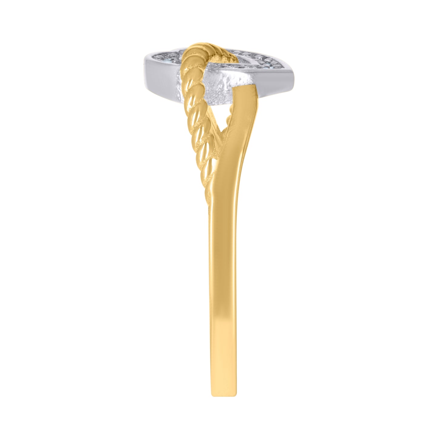 14K Two-Tone Gold Womens Cubic-Zirconia Heart Ring