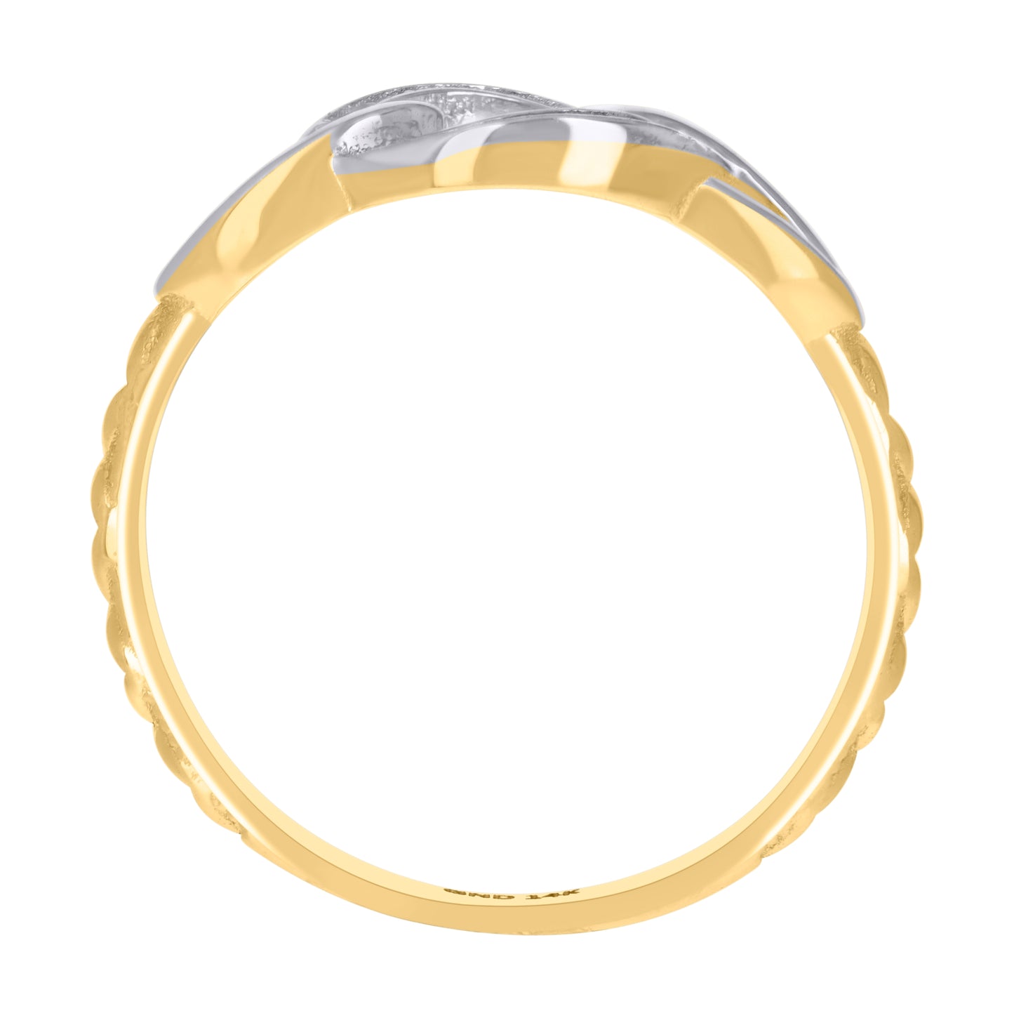 14K Two-Tone Gold Womens Cubic-Zirconia Intertwined Fashion Ring