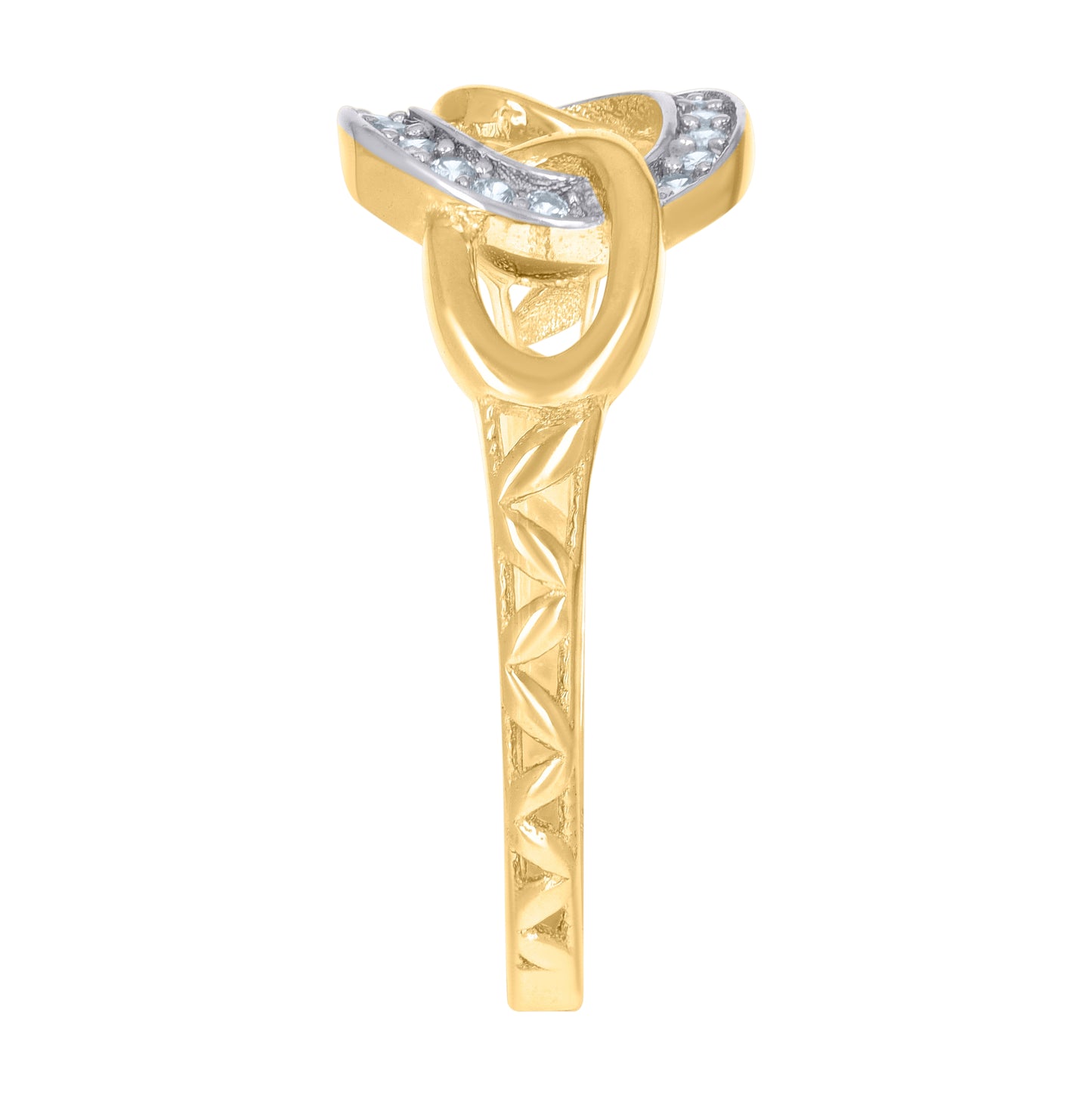 14K Two-Tone Gold Womens Cubic-Zirconia Intertwined Fashion Ring