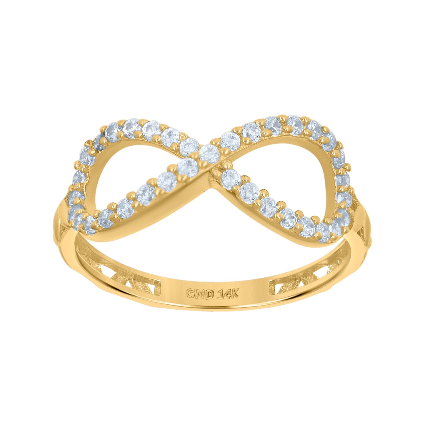 14K Yellow Gold Womens Cubic-Zirconia Infinity Symbol Ring