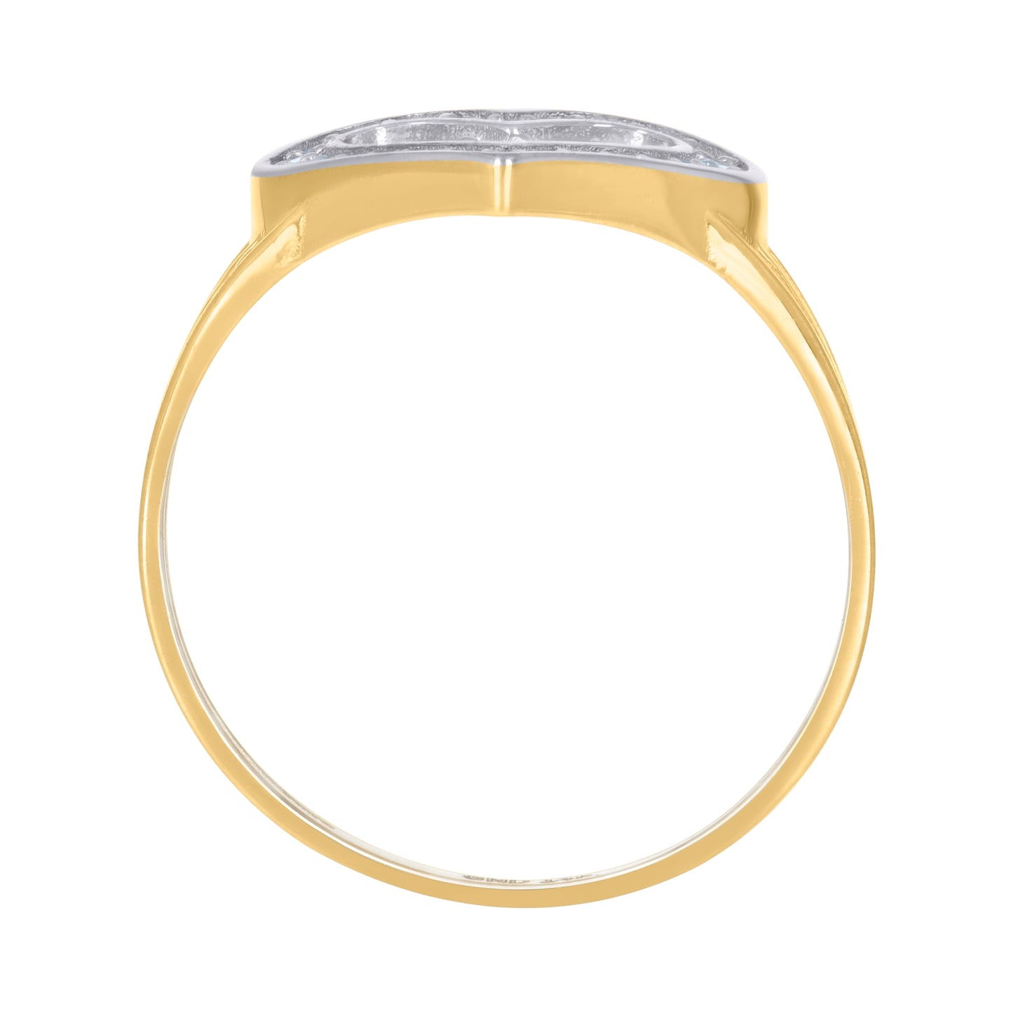 14K Two-Tone Gold Womens Cubic-Zirconia Heart Ring