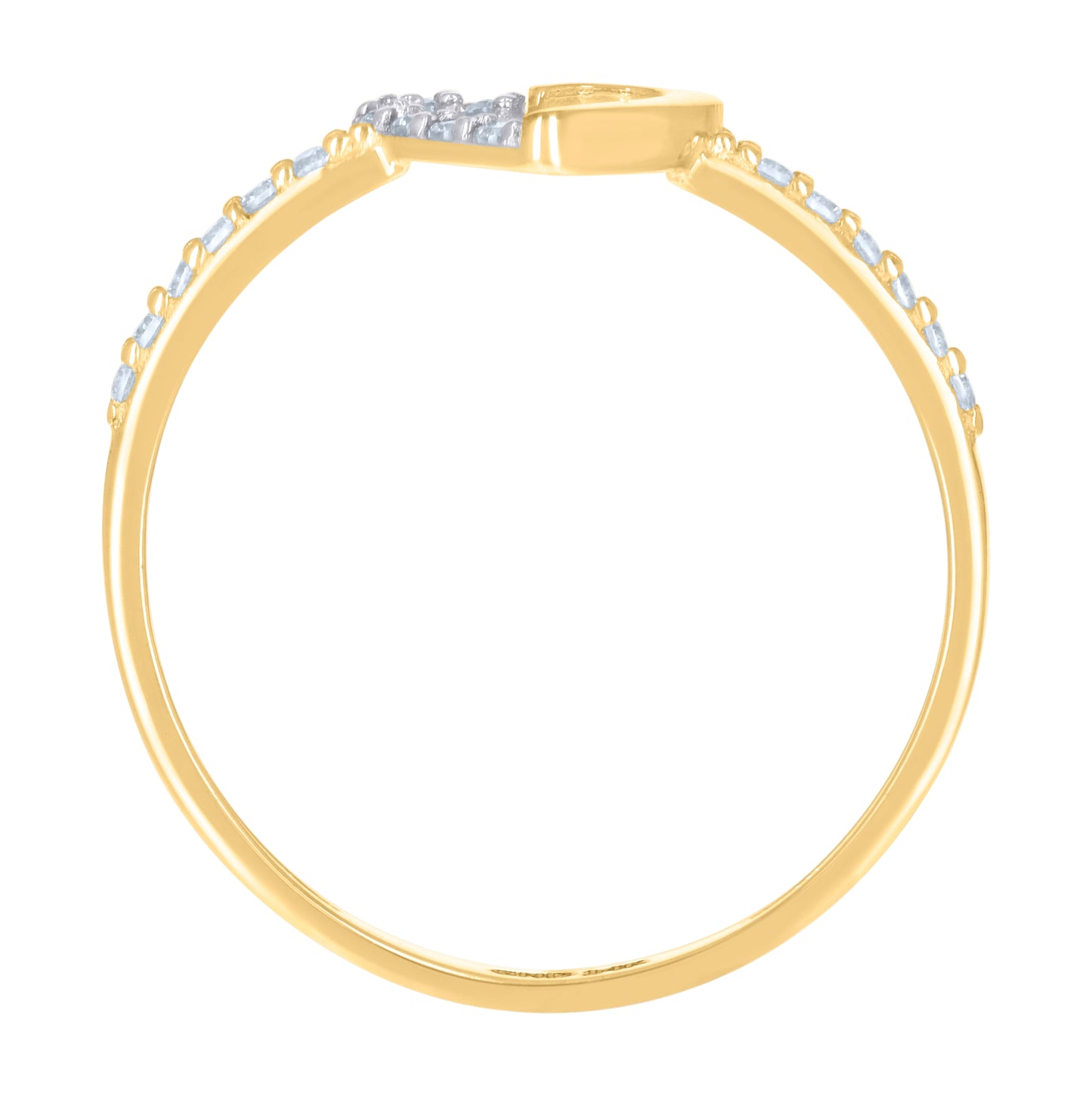 14K Yellow Gold Womens Cubic-Zirconia Heart Ring