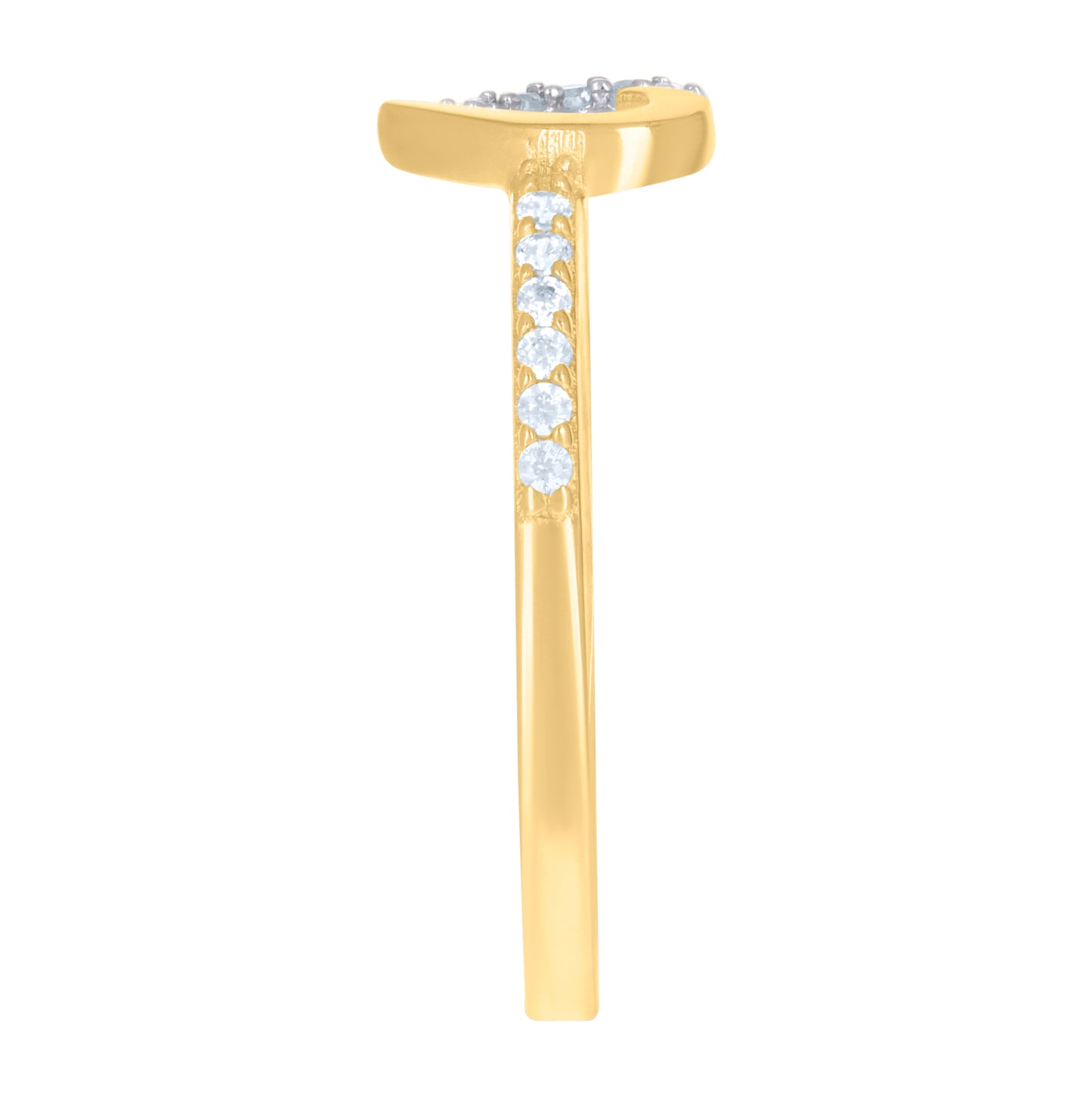 14K Yellow Gold Womens Cubic-Zirconia Heart Ring