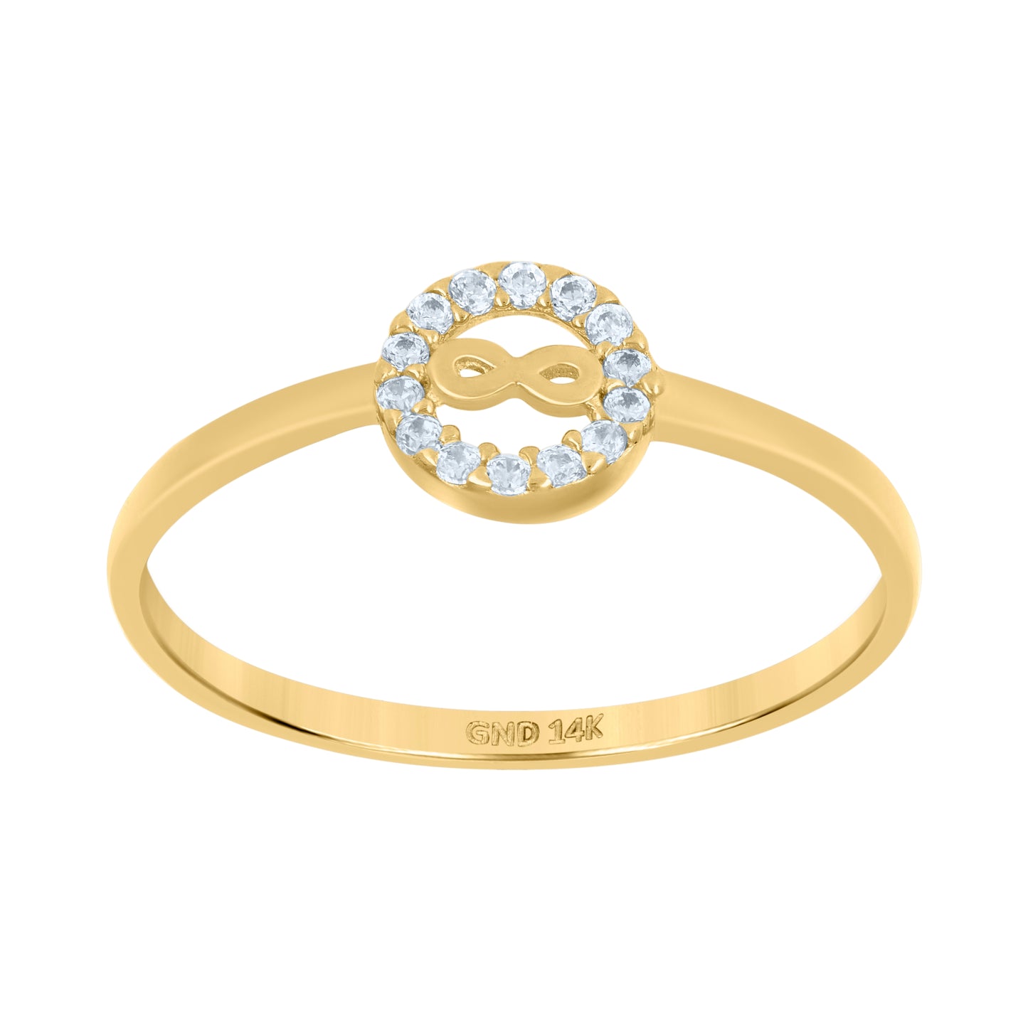 14K Yellow Gold Womens Cubic-Zirconia Infinity Symbol Ring