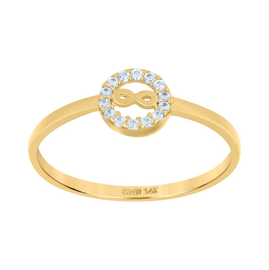 14K Yellow Gold Womens Cubic-Zirconia Infinity Symbol Ring
