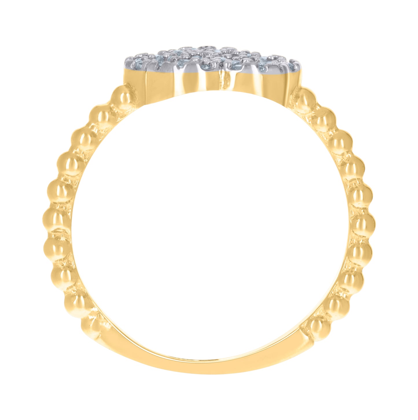 14K Two-Tone Gold Womens Cubic-Zirconia Flower Ring