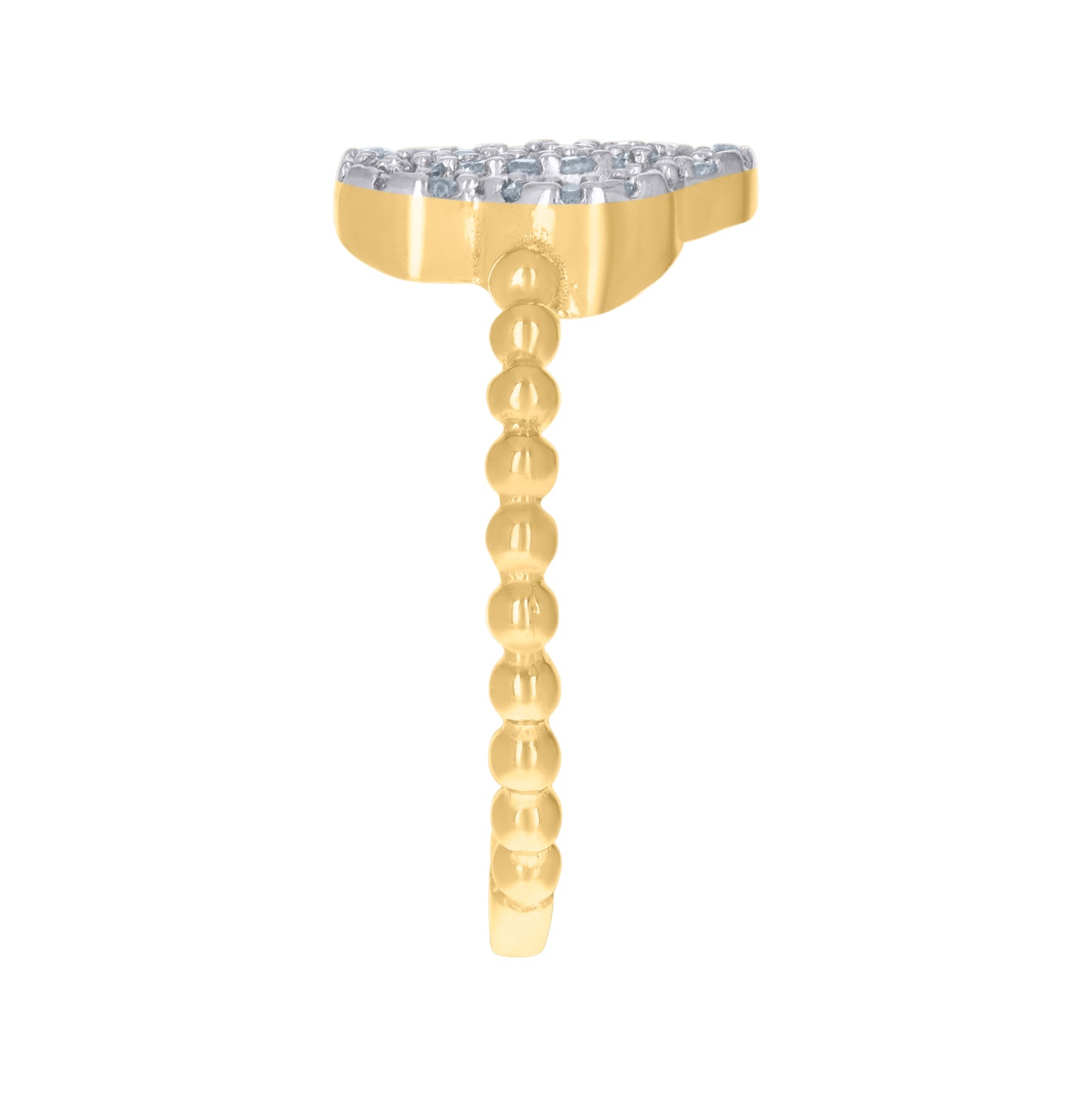 14K Two-Tone Gold Womens Cubic-Zirconia Flower Ring
