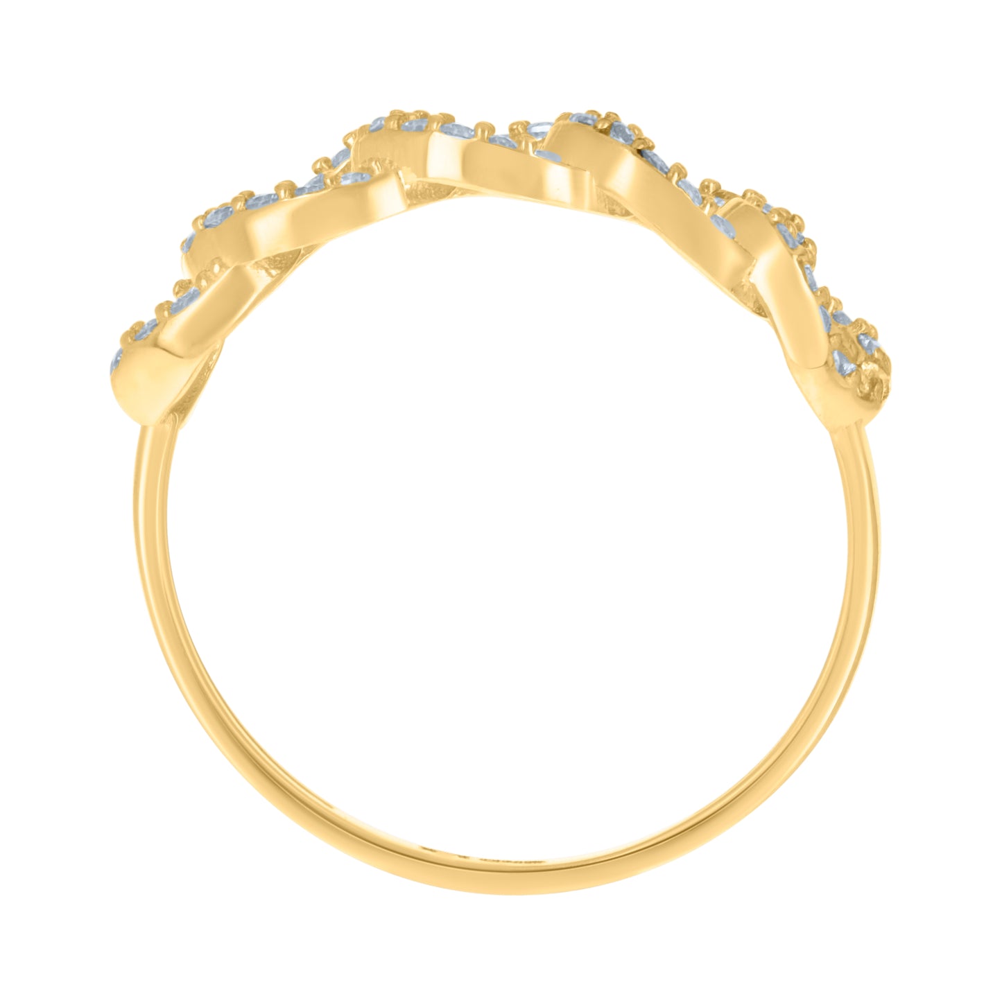 14K Two-Tone Gold Womens Cubic-Zirconia Fashion Ring