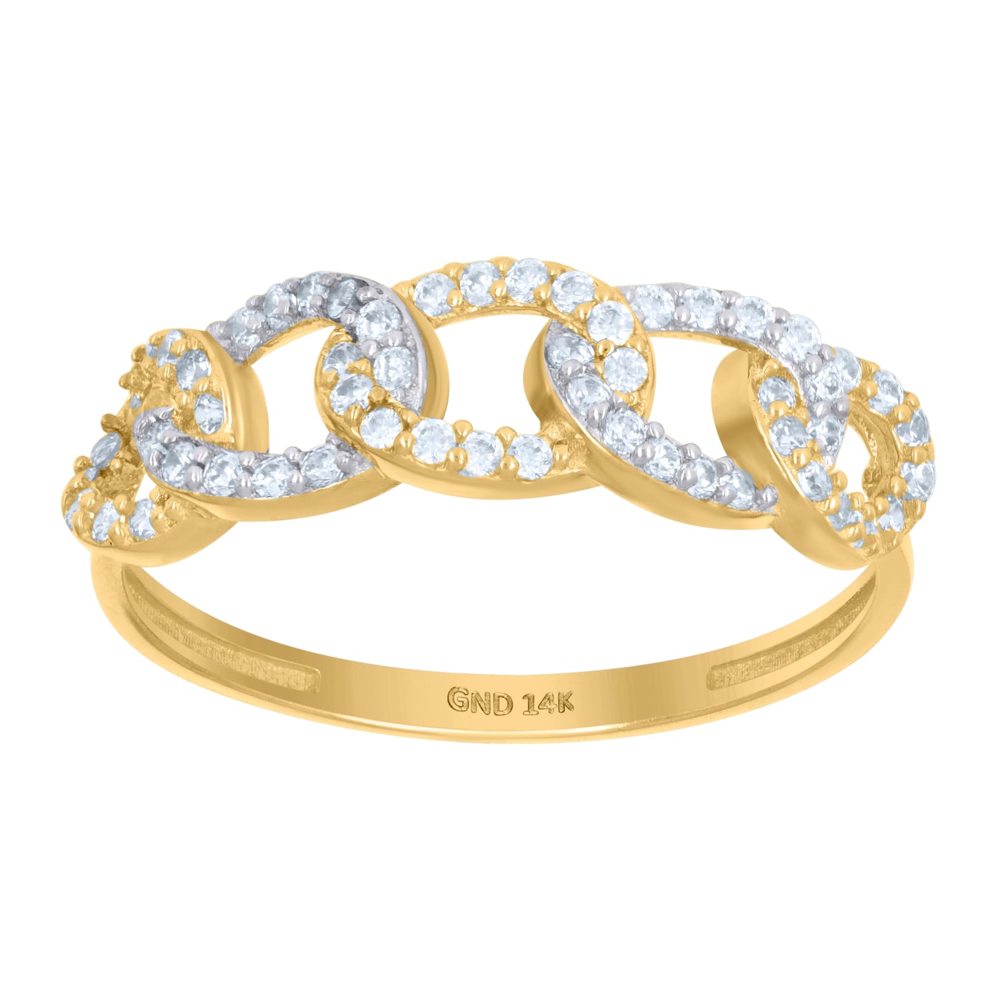 14K Two-Tone Gold Womens Cubic-Zirconia Fashion Ring