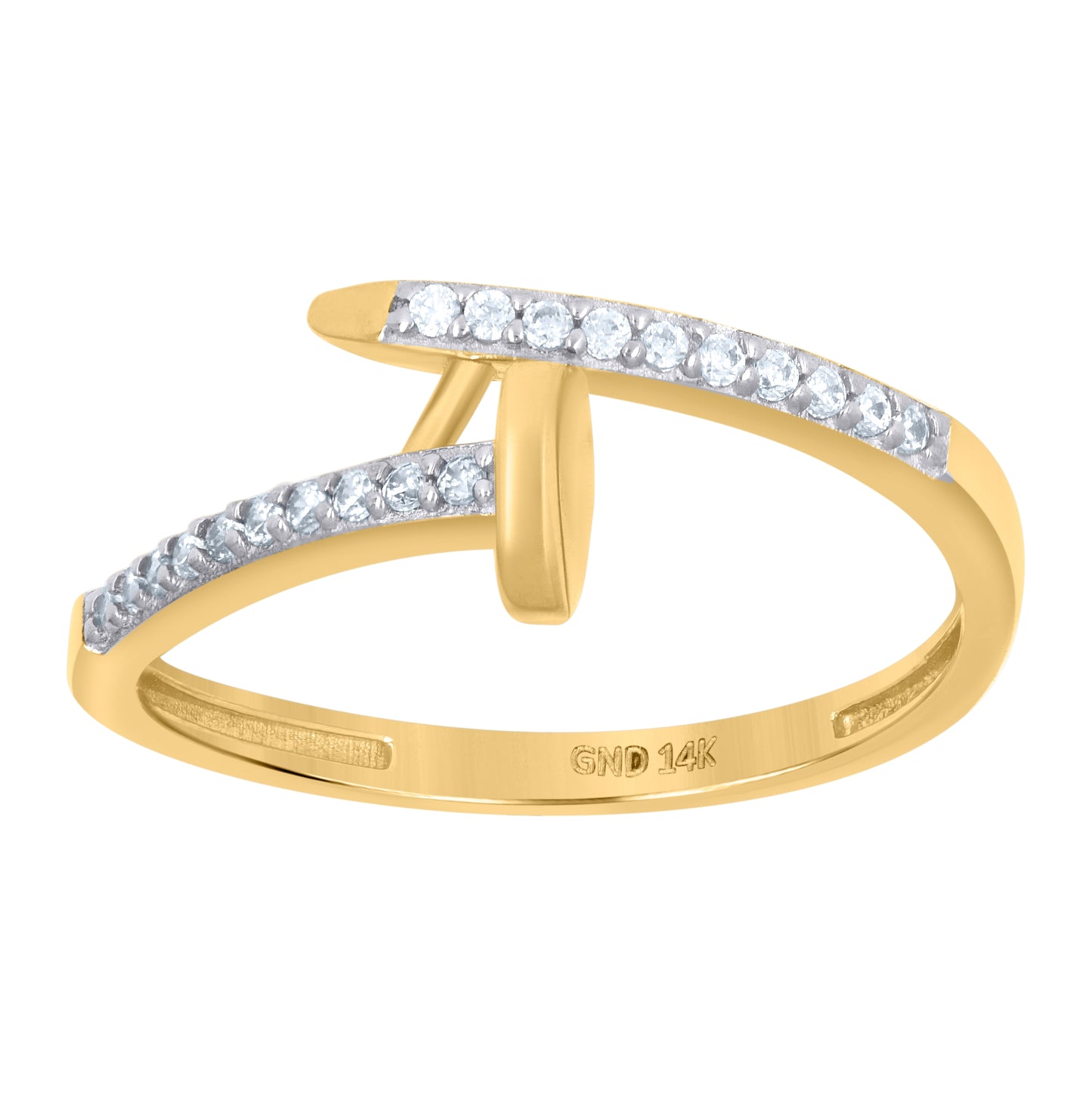 14K Two-tone Gold Womens Cubic-Zirconia Fashion Ring