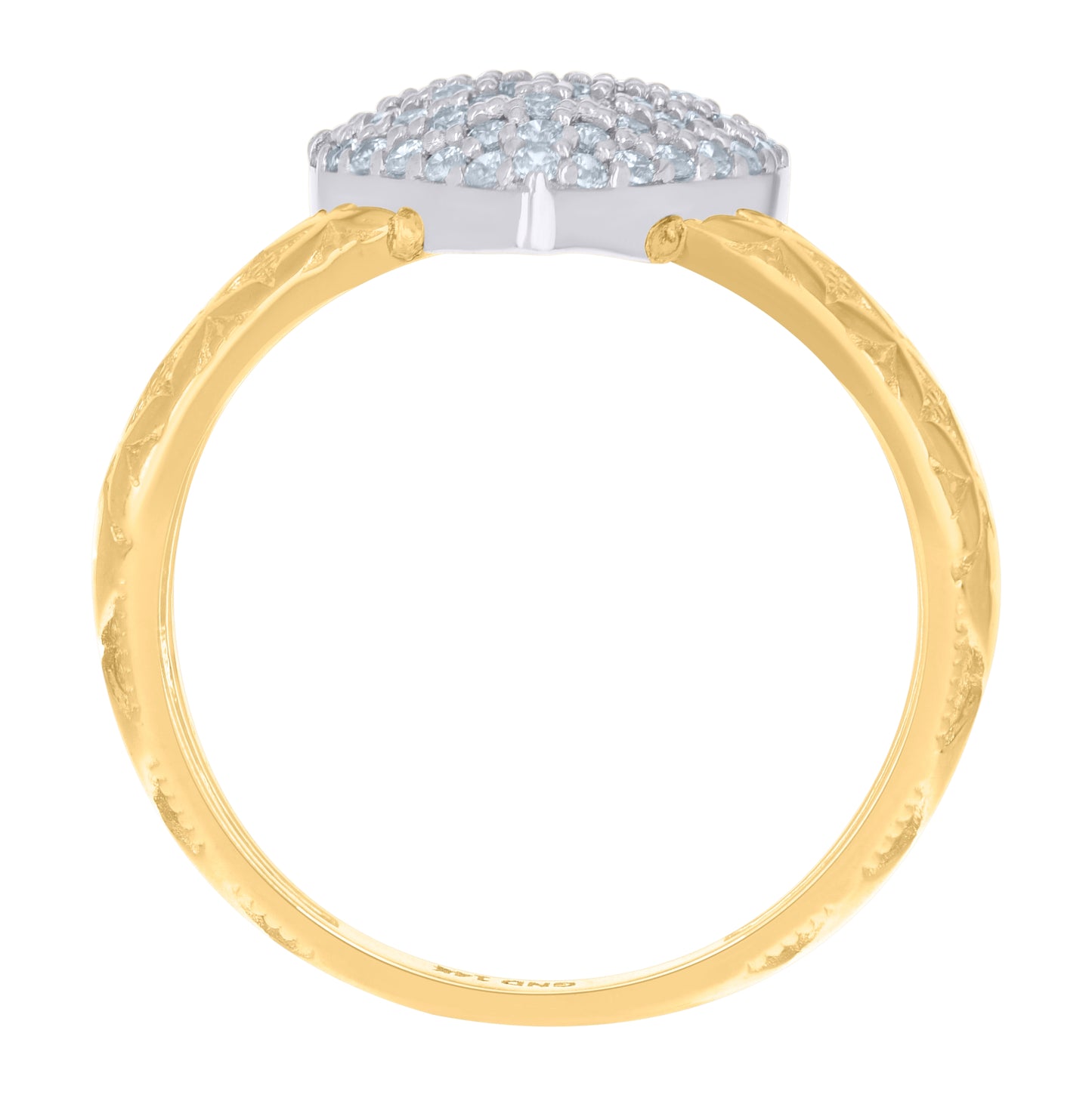 14K Two-Tone Gold Womens Cubic-Zirconia Heart Ring