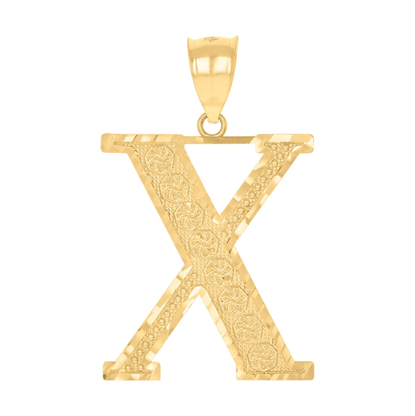 10K Yellow Gold Unisex Initial Alphabet Charm Pendant