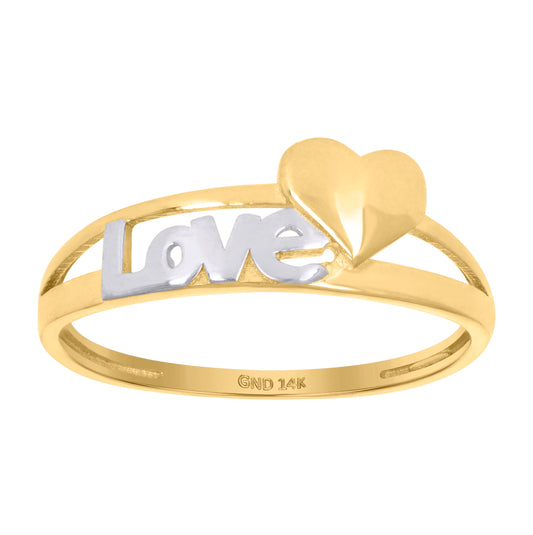 14K Two-Tone Gold Womens Love Heart Ring