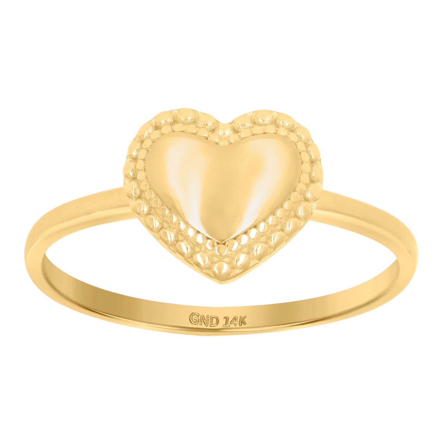 14K Yellow Gold Womens Heart Ring