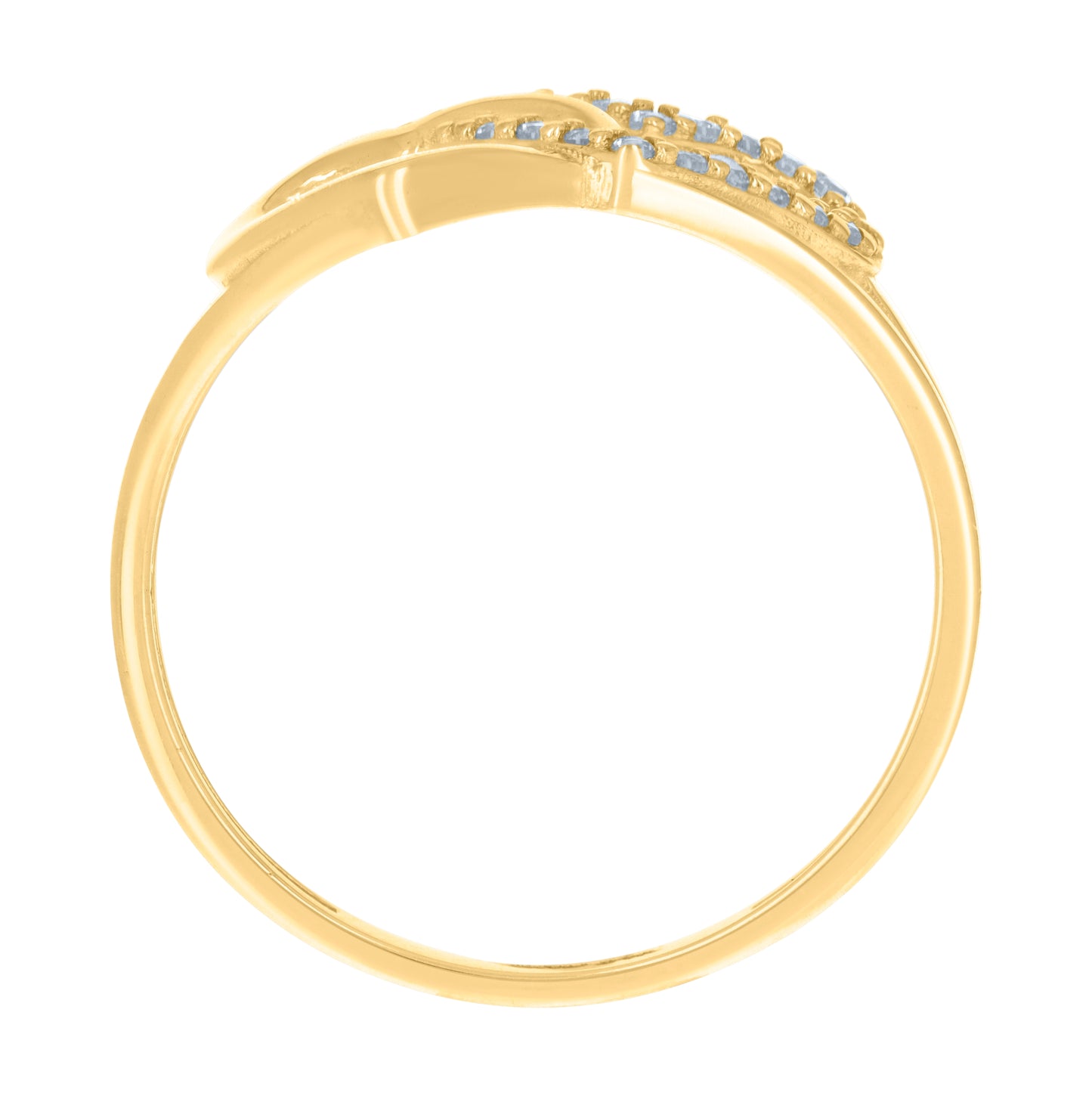 14K Two-Tone Gold Womens Cubic-Zirconia Intertwined Hearts Ring