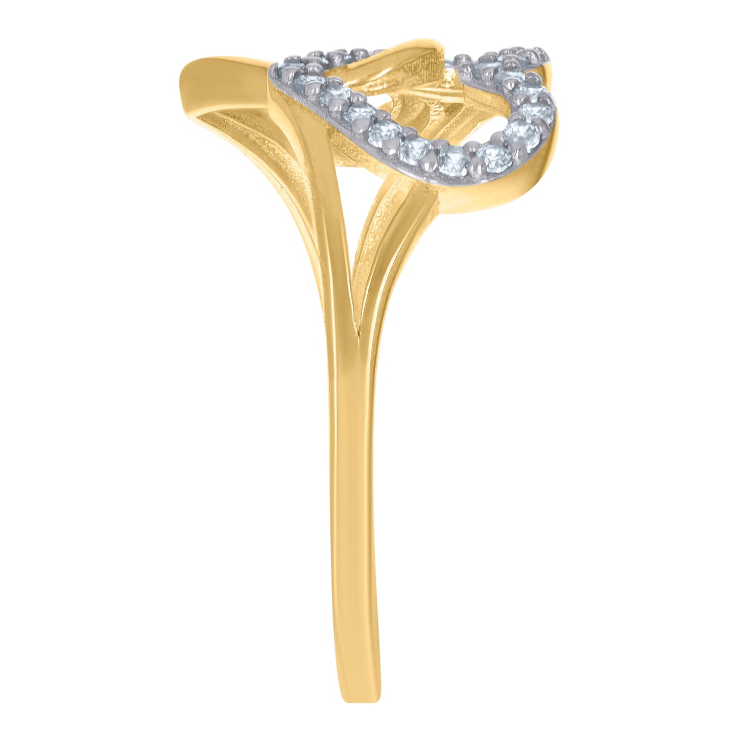 14K Two-Tone Gold Womens Cubic-Zirconia Intertwined Hearts Ring
